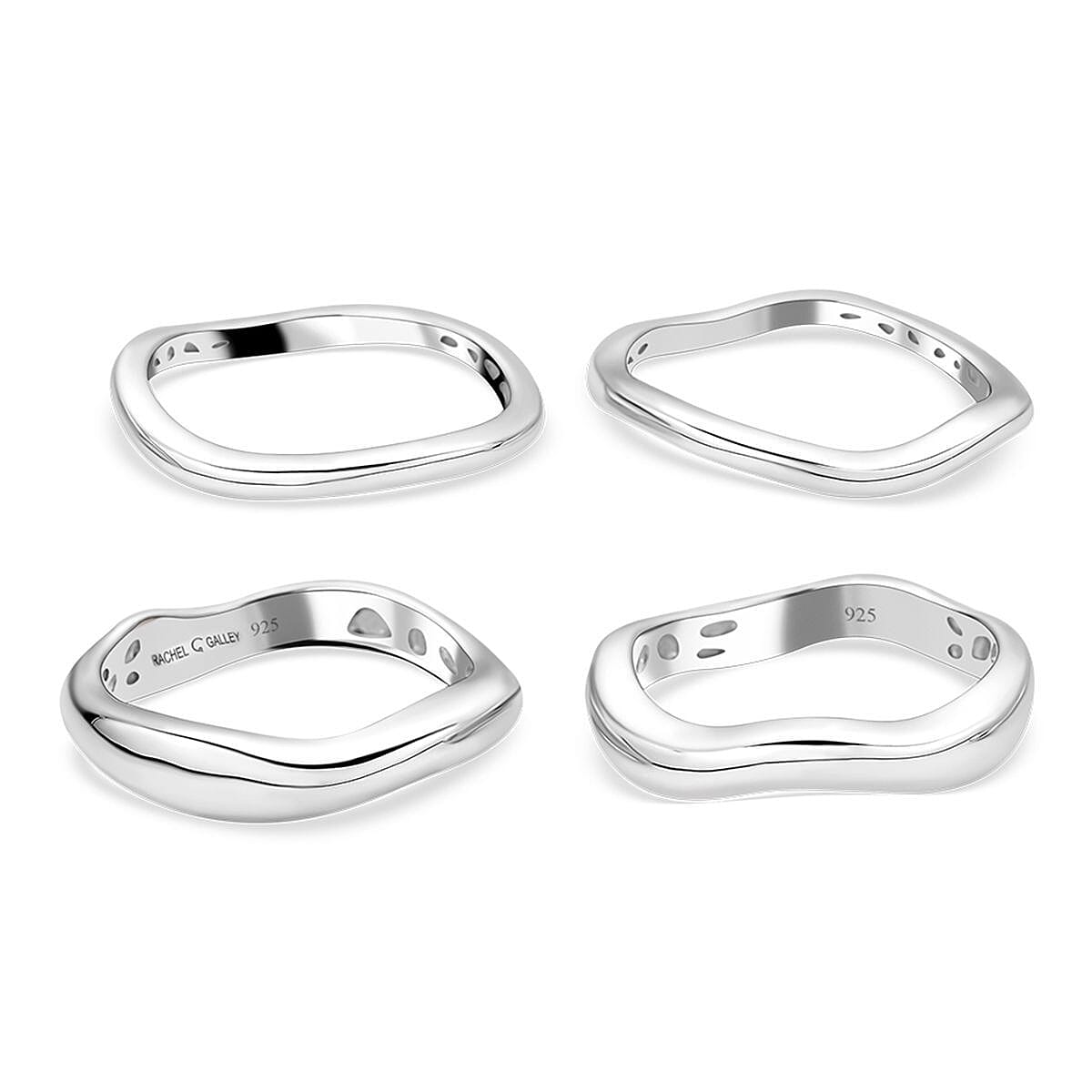 Set of 4 Fancy Rings in Rhodium Overlay Sterling Silver  Wt. 12.10 Gms