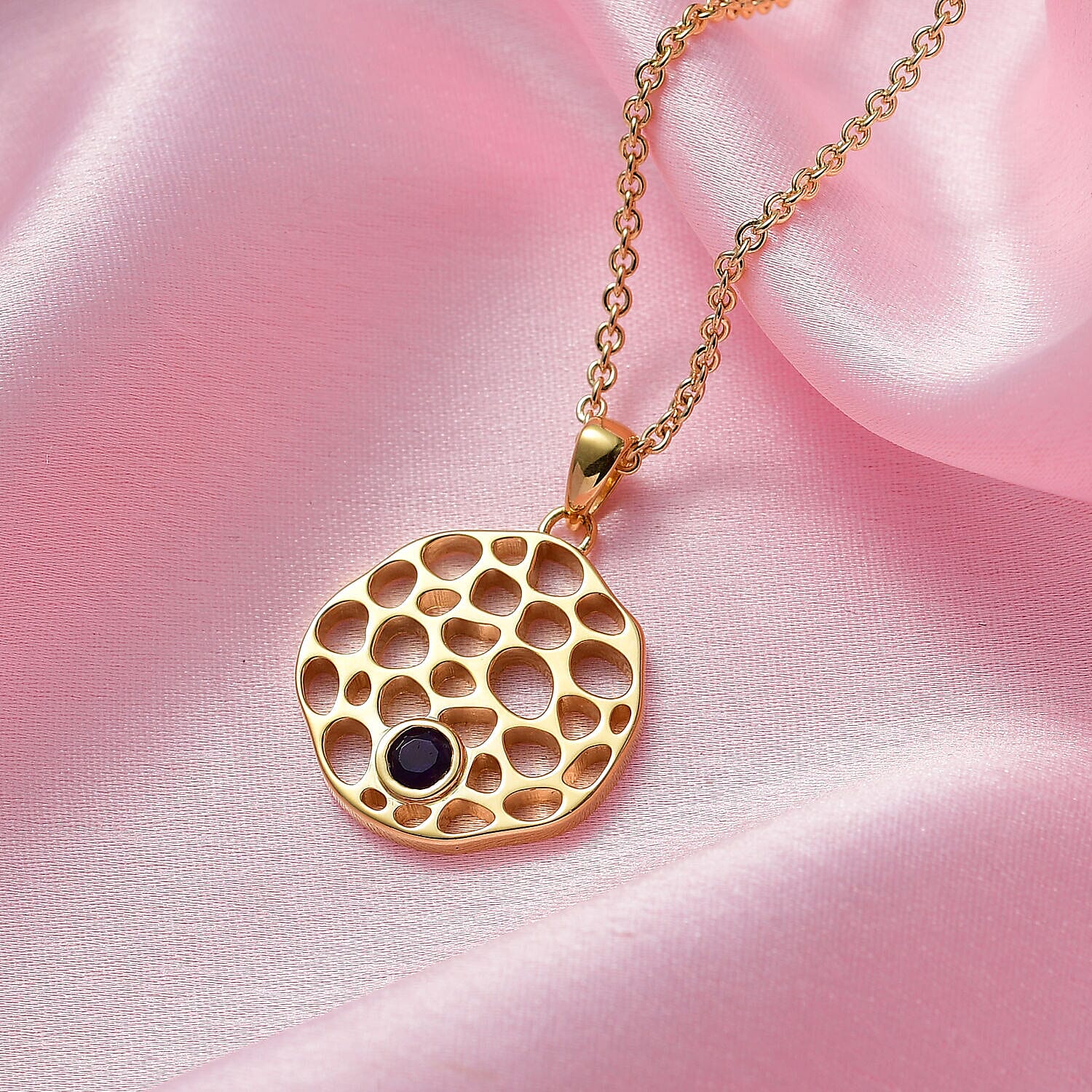 RACHEL GALLEY - Amethyst Pendant with Chain (Size - 18/22/24 Inch) in Vermeil Yellow Gold Overlay Sterling Silver Wt. 9.80 Gms