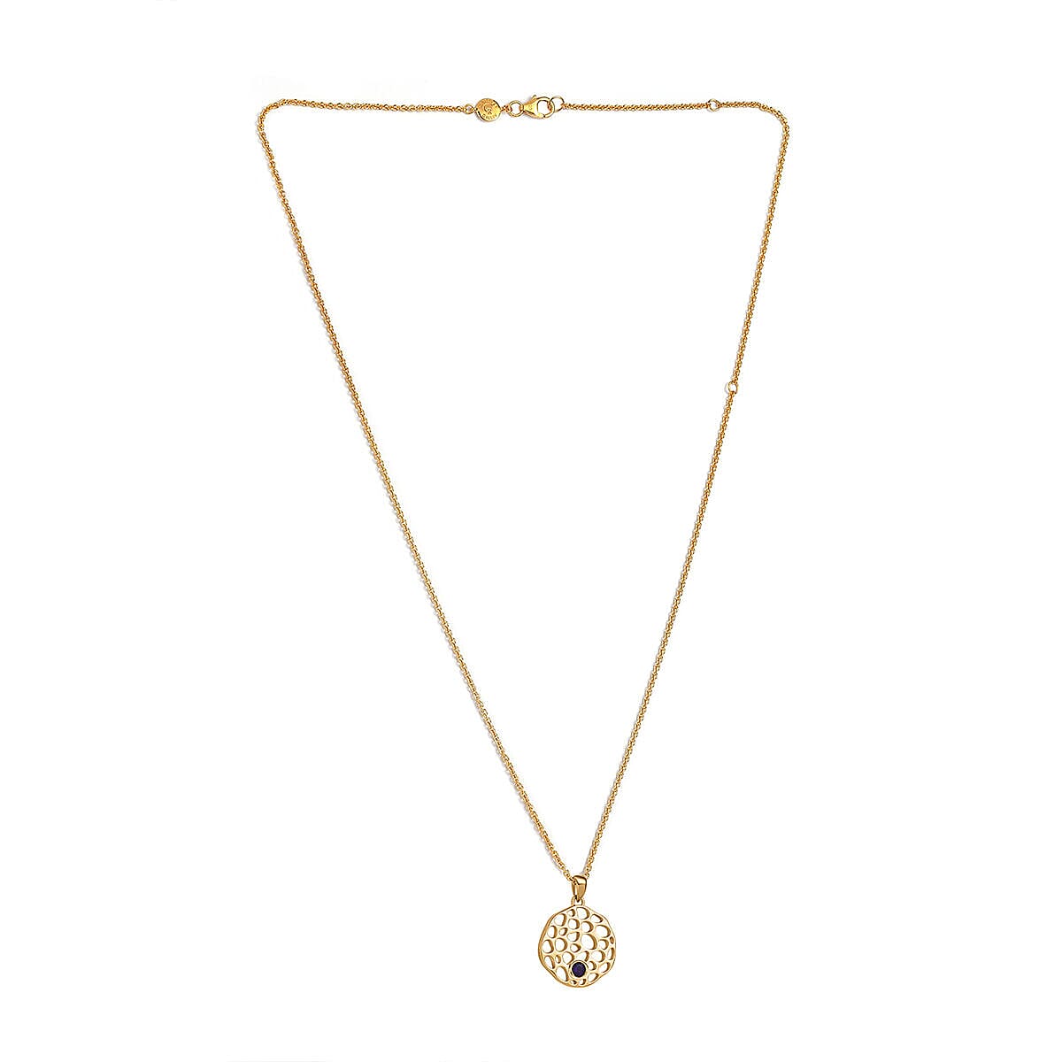 RACHEL GALLEY - Amethyst Pendant with Chain (Size - 18/22/24 Inch) in Vermeil Yellow Gold Overlay Sterling Silver Wt. 9.80 Gms