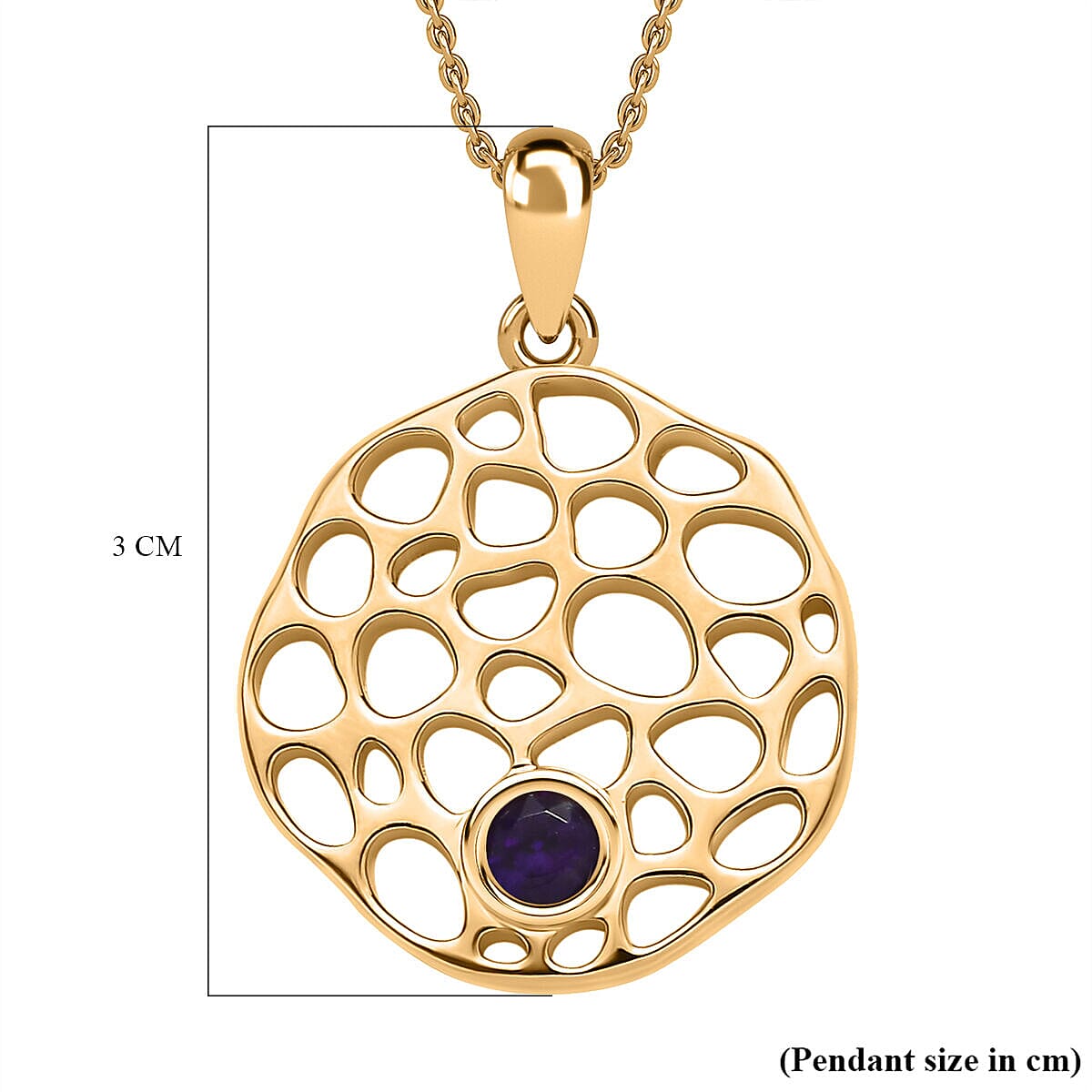 RACHEL GALLEY - Amethyst Pendant with Chain (Size - 18/22/24 Inch) in Vermeil Yellow Gold Overlay Sterling Silver Wt. 9.80 Gms
