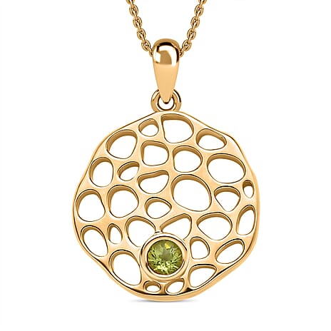 RACHEL GALLEY - Hebei Peridot Pendant with Chain (Size - 18/22/24 Inch)in Vermeil YG Ovellay Sterling Silver Wt. 10.00 Gms