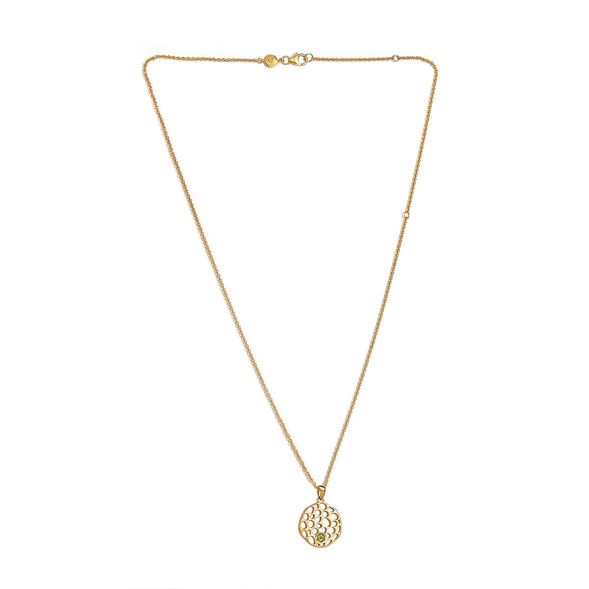 RACHEL GALLEY - Hebei Peridot Pendant with Chain (Size - 18/22/24 Inch)in Vermeil YG Ovellay Sterling Silver Wt. 10.00 Gms