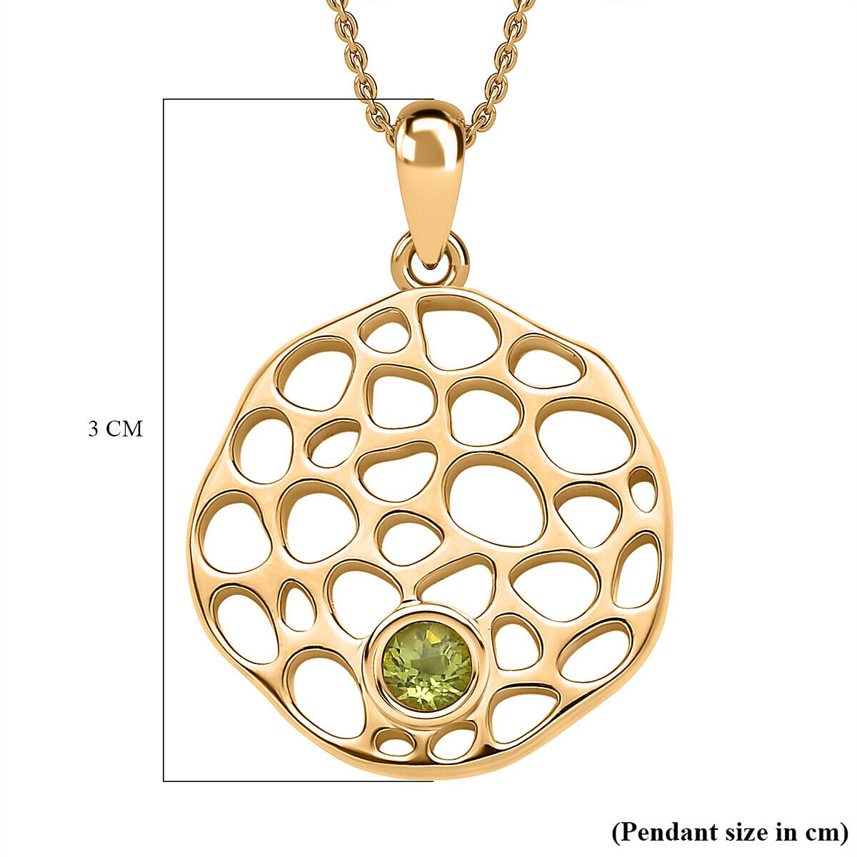 RACHEL GALLEY - Hebei Peridot Pendant with Chain (Size - 18/22/24 Inch)in Vermeil YG Ovellay Sterling Silver Wt. 10.00 Gms