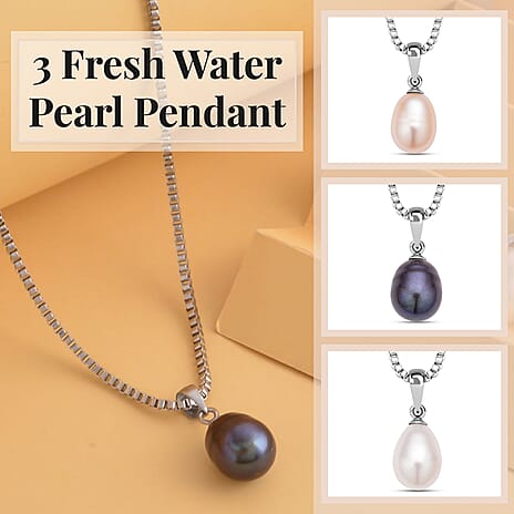 3 Fresh Water Pearl Pendant with 1 Chain (Size 20)
