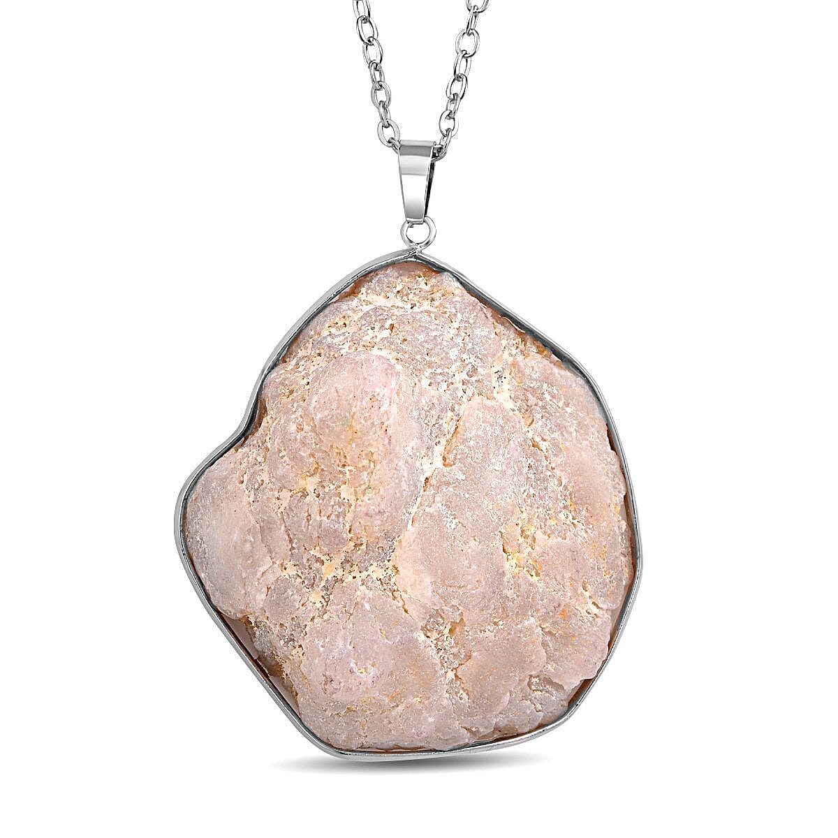 Icy White Drusy Quartz Pendant with Chain (Size-24) in Silver Tone 340.00 Ct
