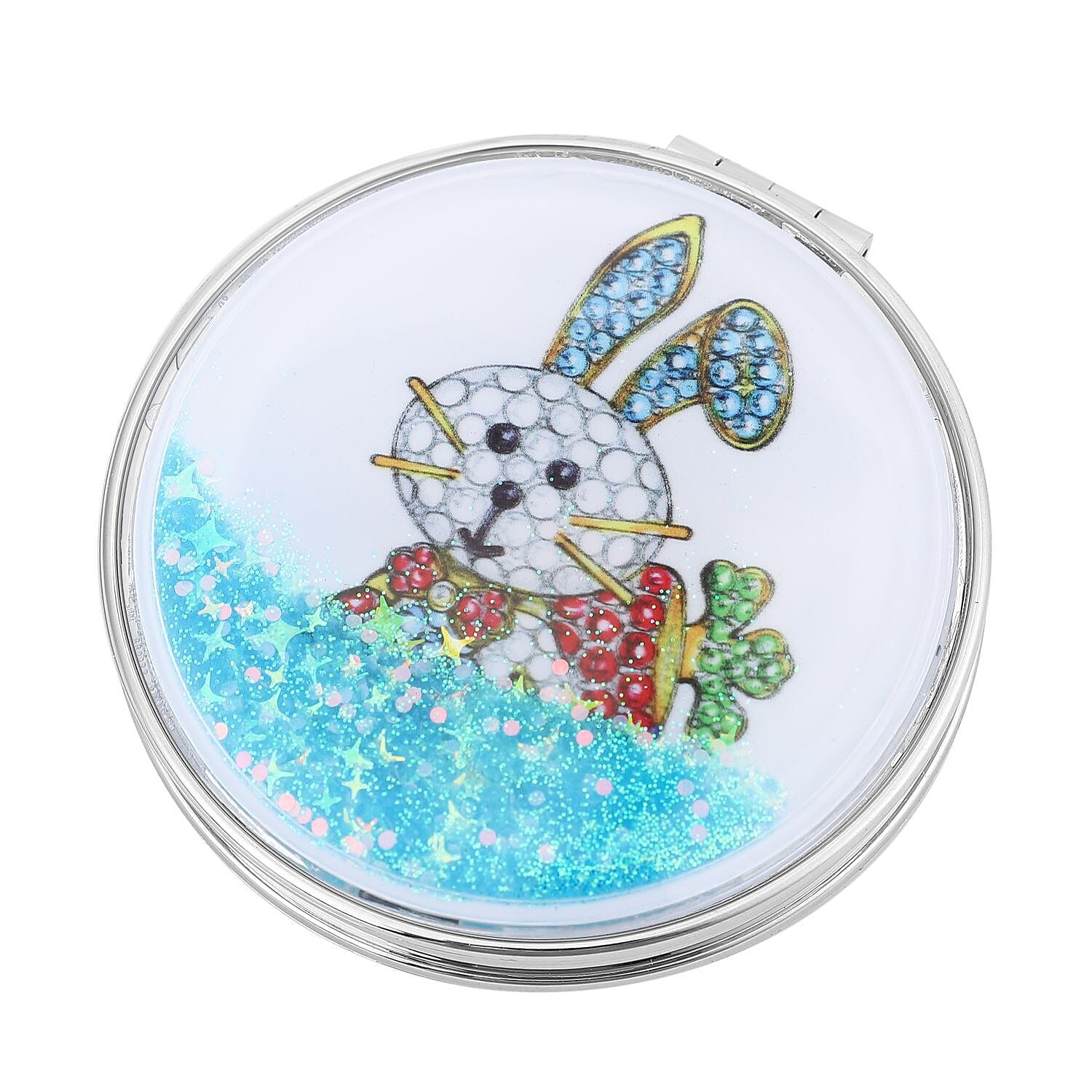 Set of 2 - Multi Colour Austrian Crystal Enamelled Bugs Bunny Keychain and Mirror in Yellow Gold Tone