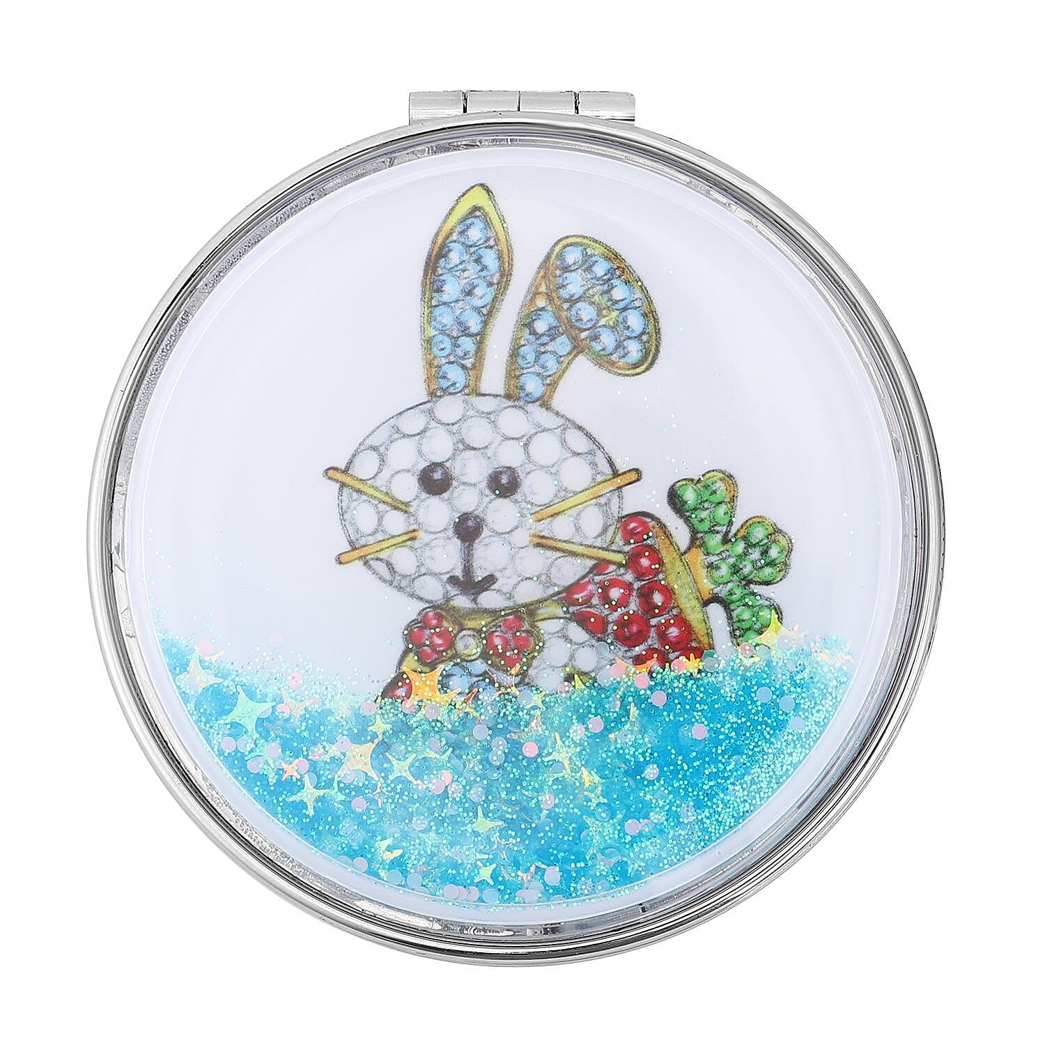 Set of 2 - Multi Colour Austrian Crystal Enamelled Bugs Bunny Keychain and Mirror in Yellow Gold Tone