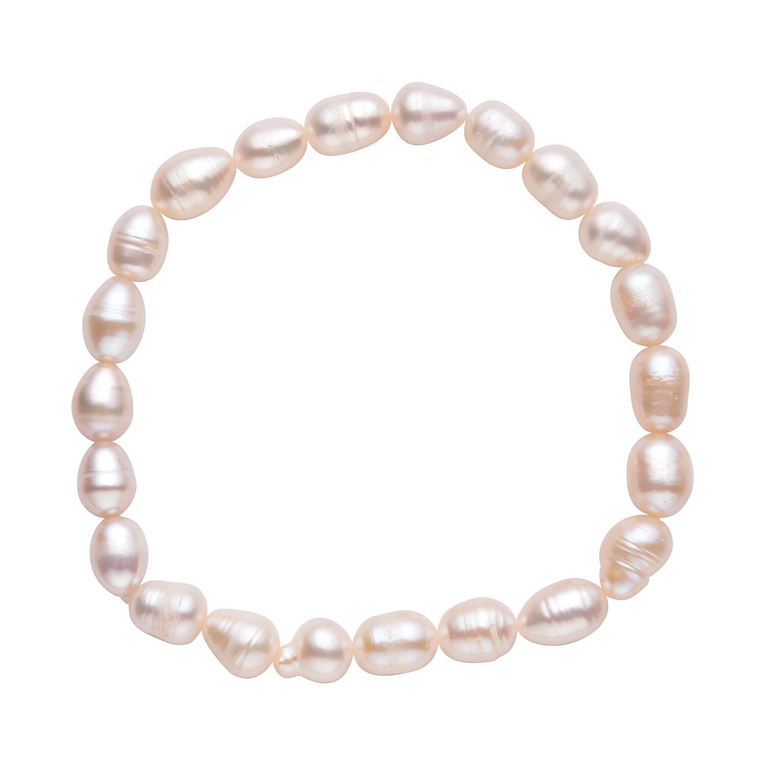 2 Piece Set - White Fresh Water Pearl Bracelet and Earrings in Rhodium Overlay Sterling Silver