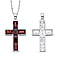 Set of 2 - Simulated Diamond and Simulated Purple Sapphire Cross Pendant with Chain (Size - 19 With 2 Inch Extender) in Silver Tone.