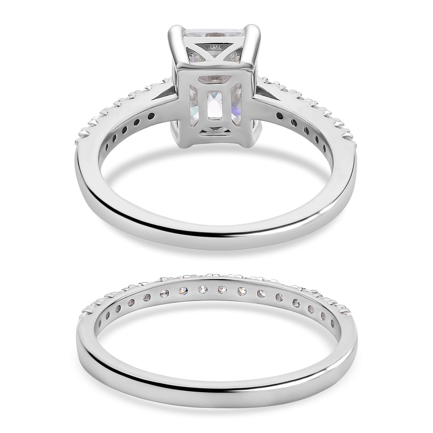 Pick of The show - Set of 2 - Moissanite Bridal Ring in Sterling Silver 3.600 Ct, Silver Wt. 5.00 Gms(Size L).