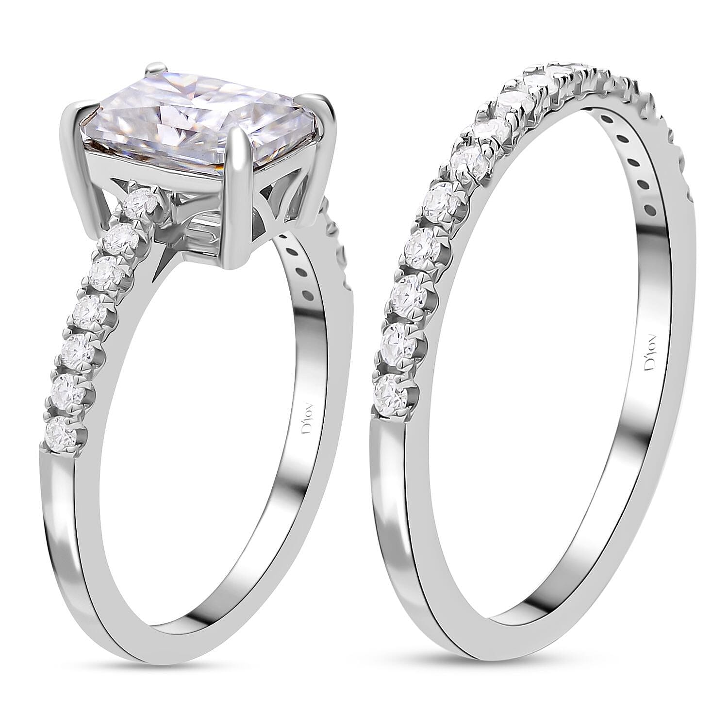 Pick of The show - Set of 2 - Moissanite Bridal Ring in Sterling Silver 3.600 Ct, Silver Wt. 5.00 Gms(Size P).