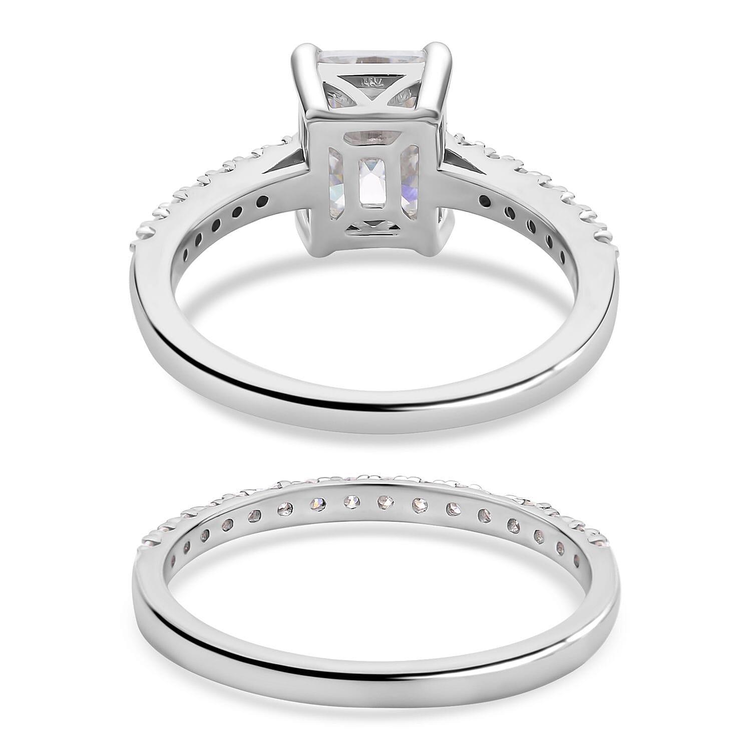 Pick of The show - Set of 2 - Moissanite Bridal Ring in Sterling Silver 3.600 Ct, Silver Wt. 5.00 Gms(Size S).
