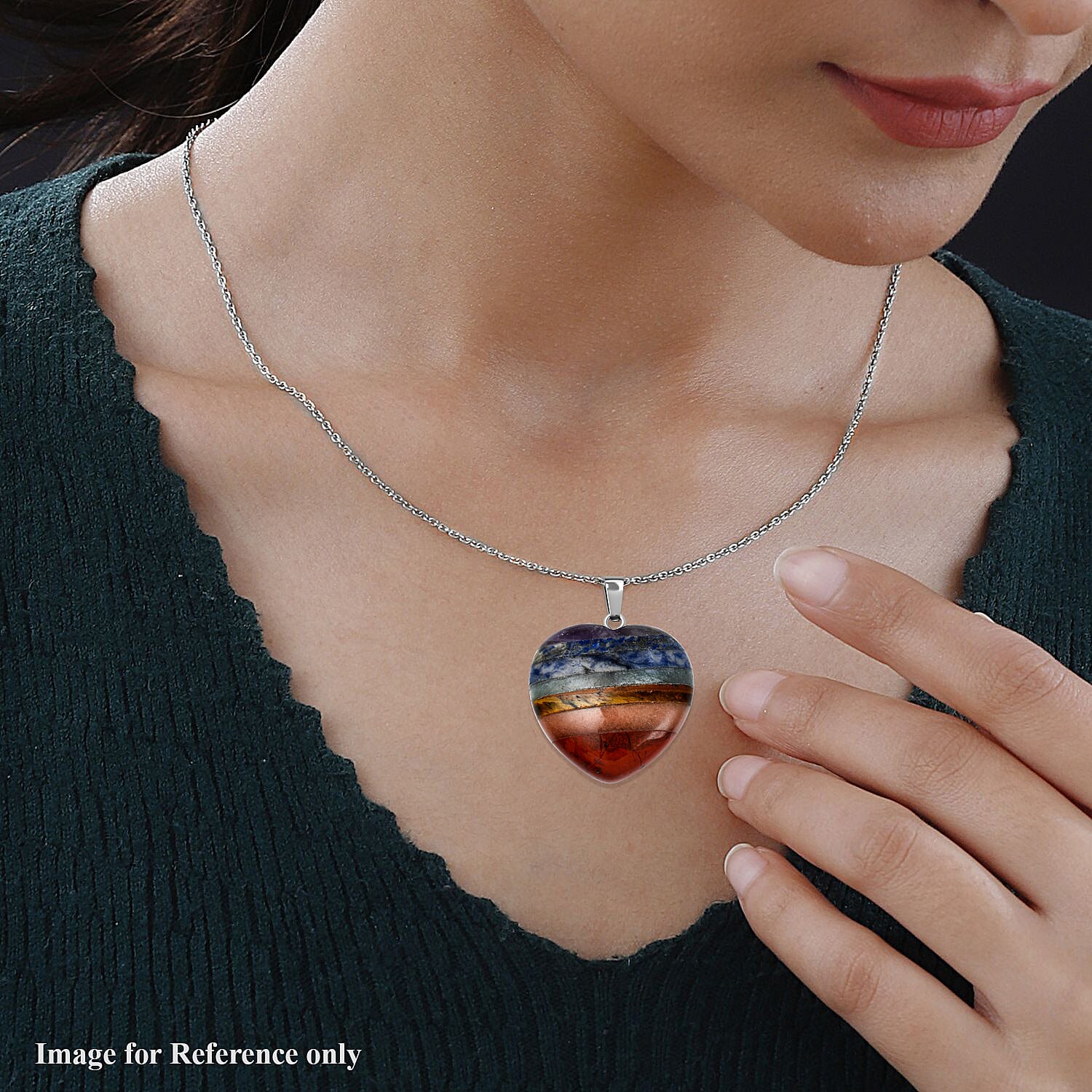 Seven Chakras Multi Gemstone Pendant with 20 inch Chain