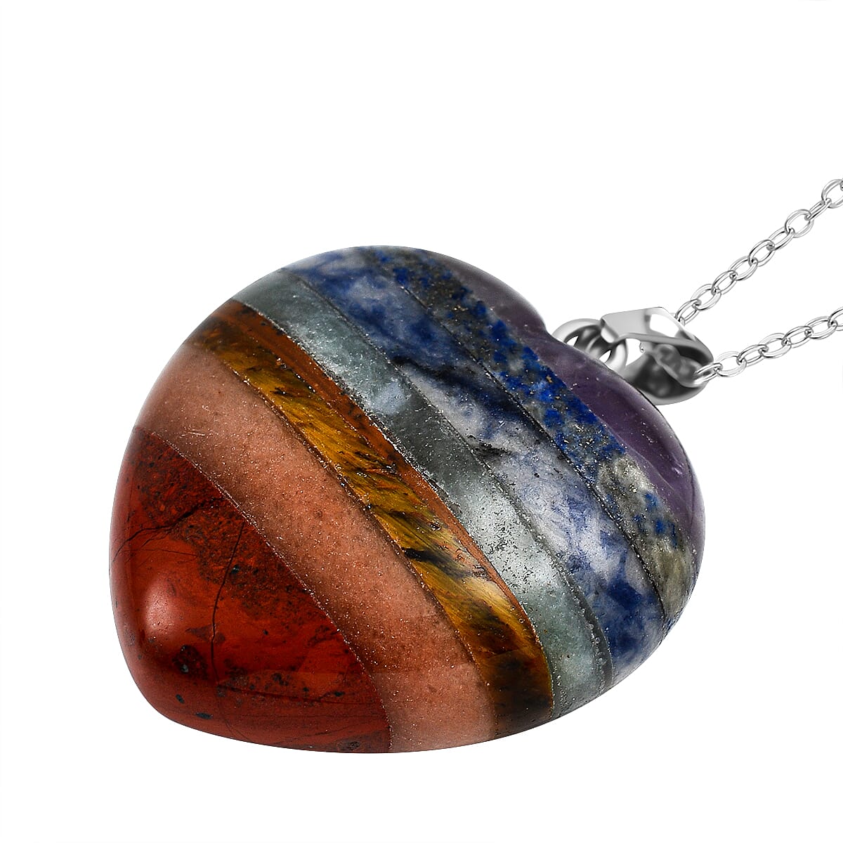Seven Chakras Multi Gemstone Pendant with 20 inch Chain