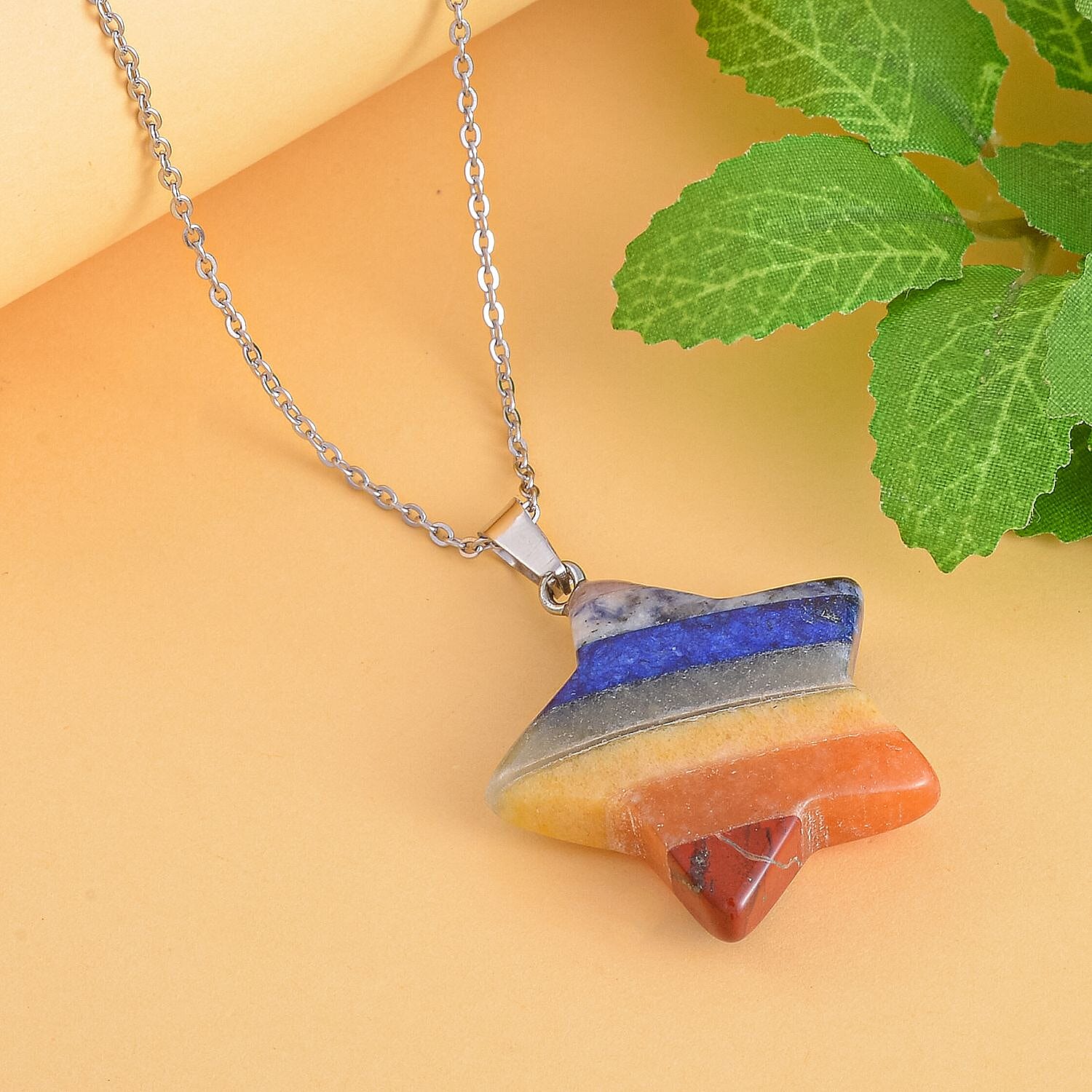 Multi Gemstone Star Pendant with Chain (Size 20) 30 Ct.