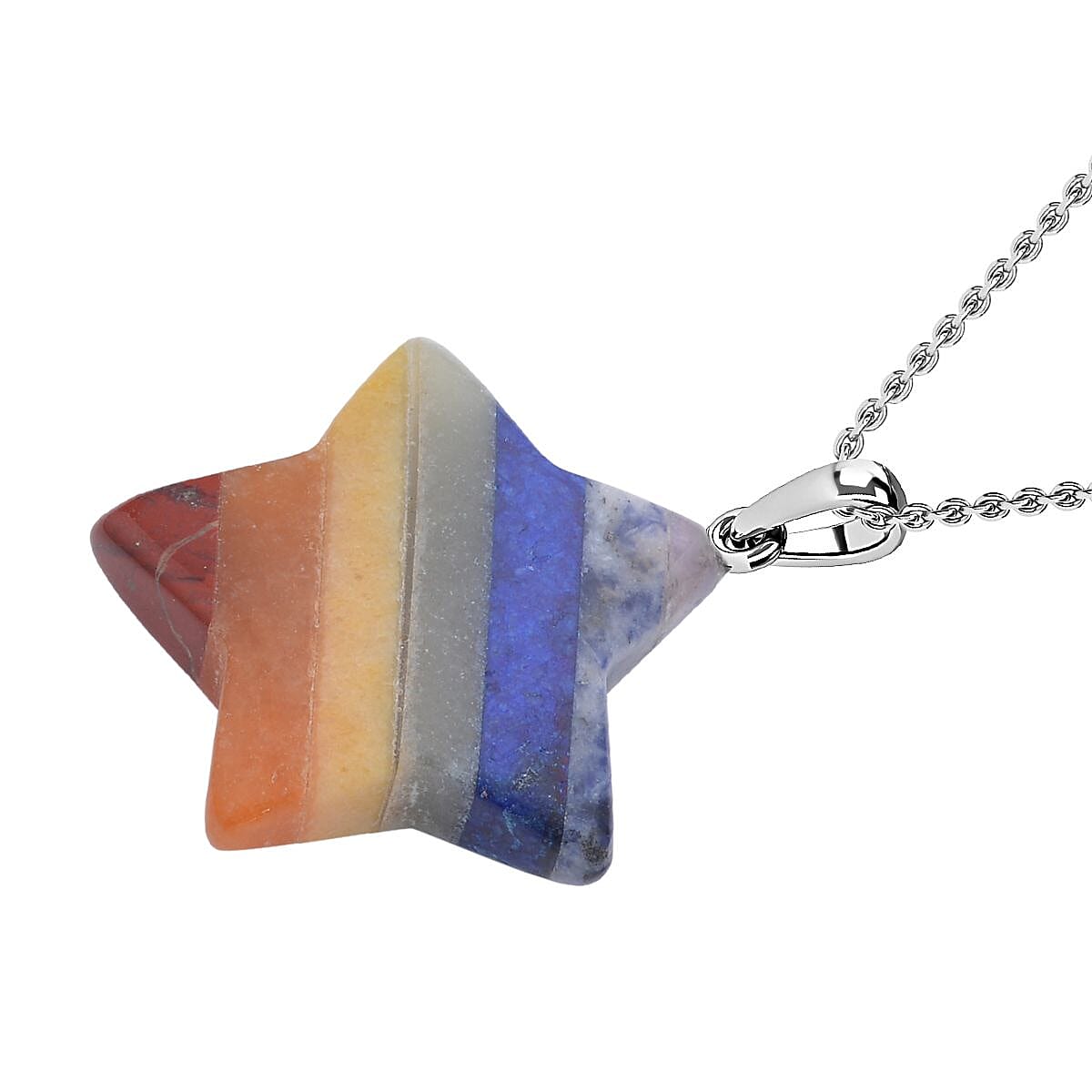 Multi Gemstone Star Pendant with Chain (Size 20) 30 Ct.