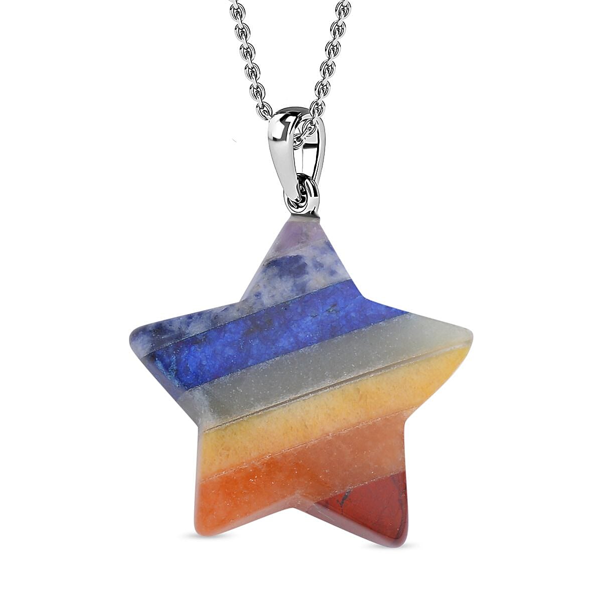 Multi Gemstone Star Pendant with Chain (Size 20) 30 Ct.