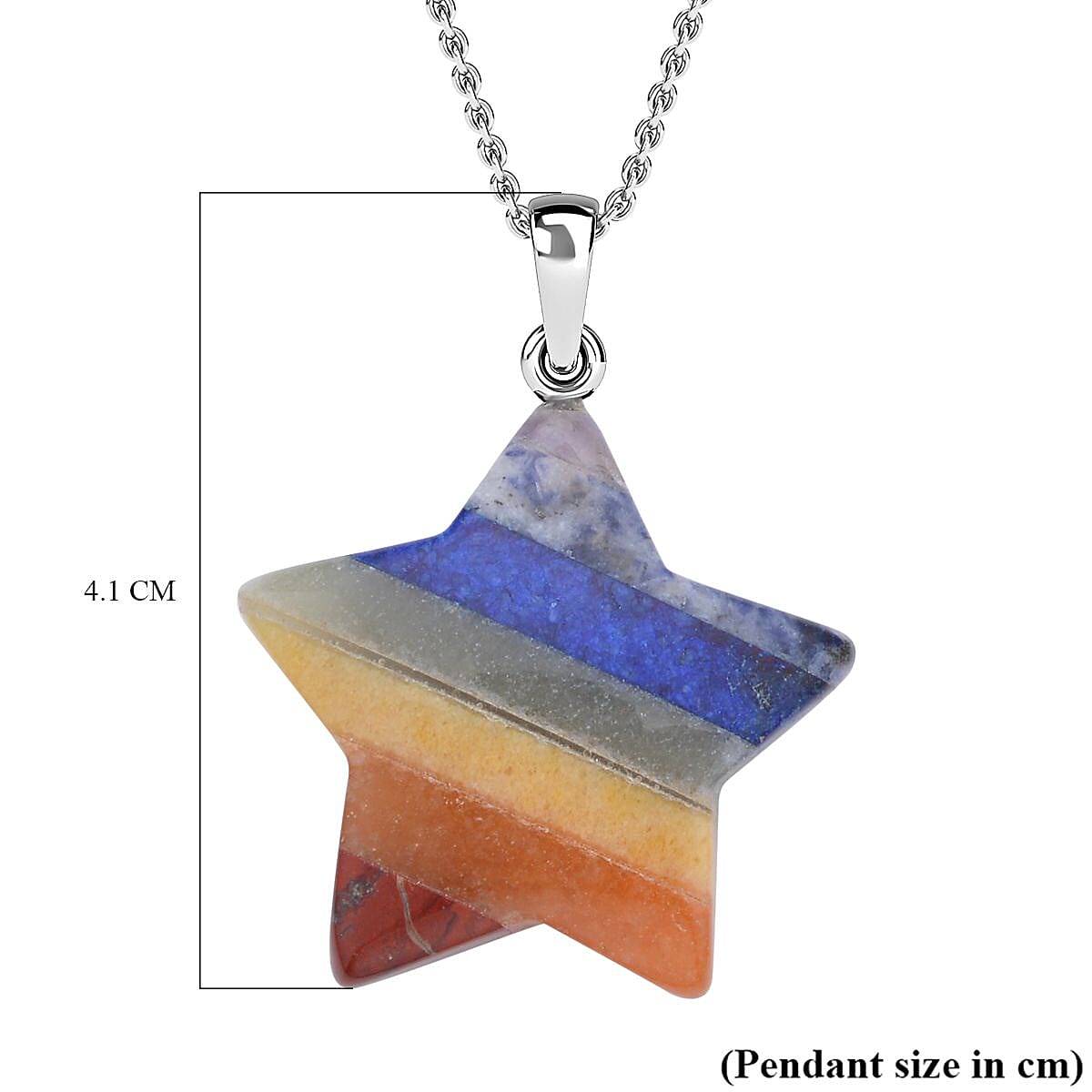 Multi Gemstone Star Pendant with Chain (Size 20) 30 Ct.