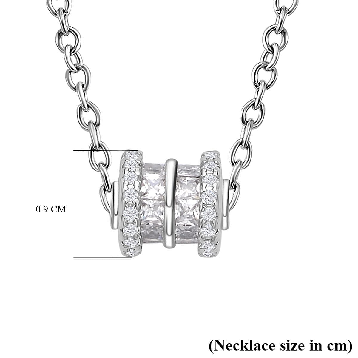 Simulated Diamond Screw Hollow Tunnels Pendant with Chain (Size 20 inch +2 inch Extender) in Silver Tone