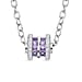 Simulated Purple Sapphire and Simulated Diamond Screw Hollow Tunnels Pendant with Chain (Size 20 inch +2 inch Extender) in Silver Tone