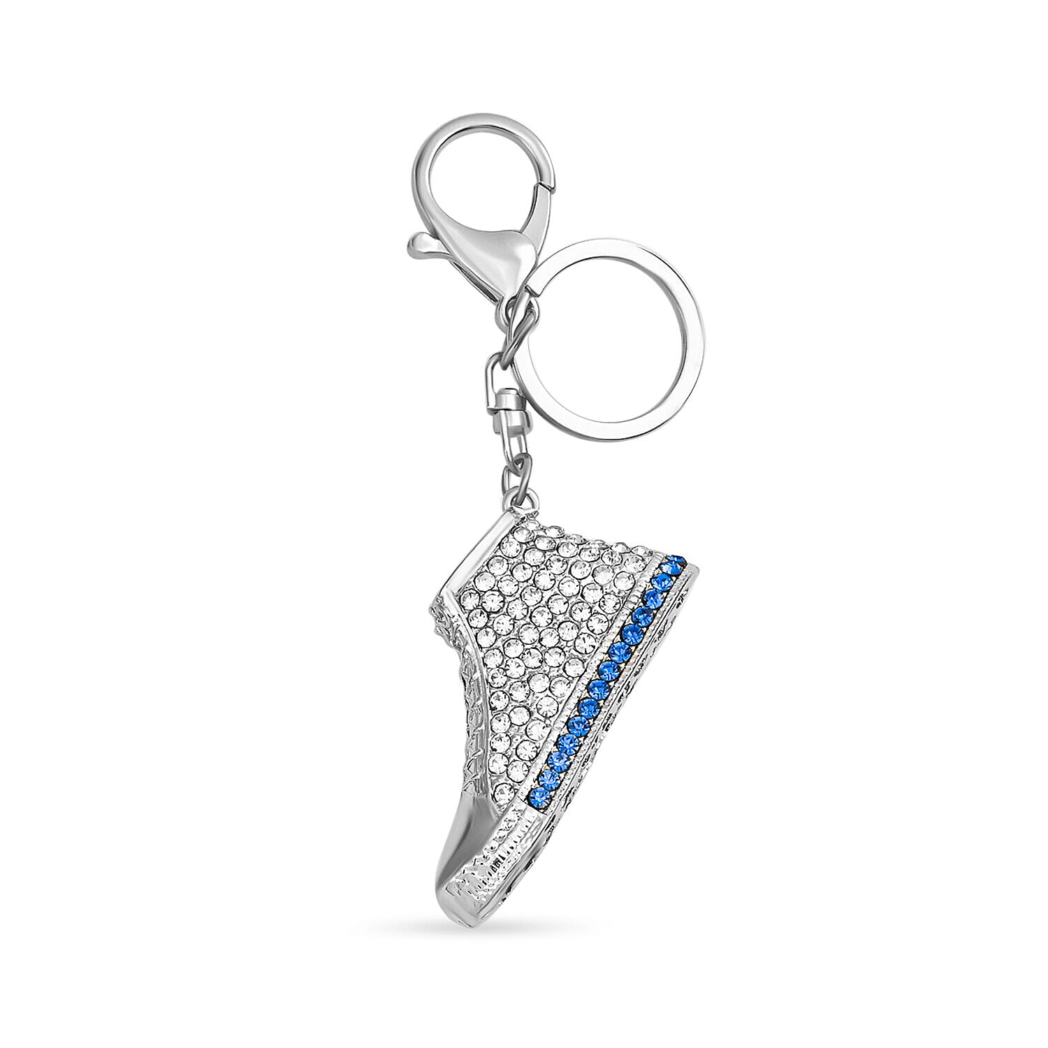 Set of 3 - Multi Colour Austrian Crystal Enamelled Dog, Shoe and Bear Keychain in Yellow Gold Tone