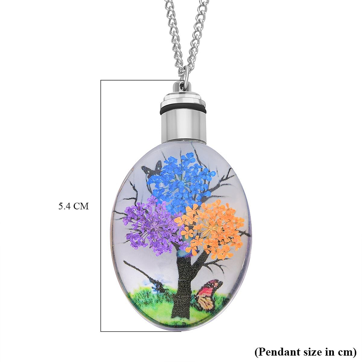 Set of 5 - Dried Real Flower LED Pendant with Curb Chain (Size 24-2 Inch Ext.)