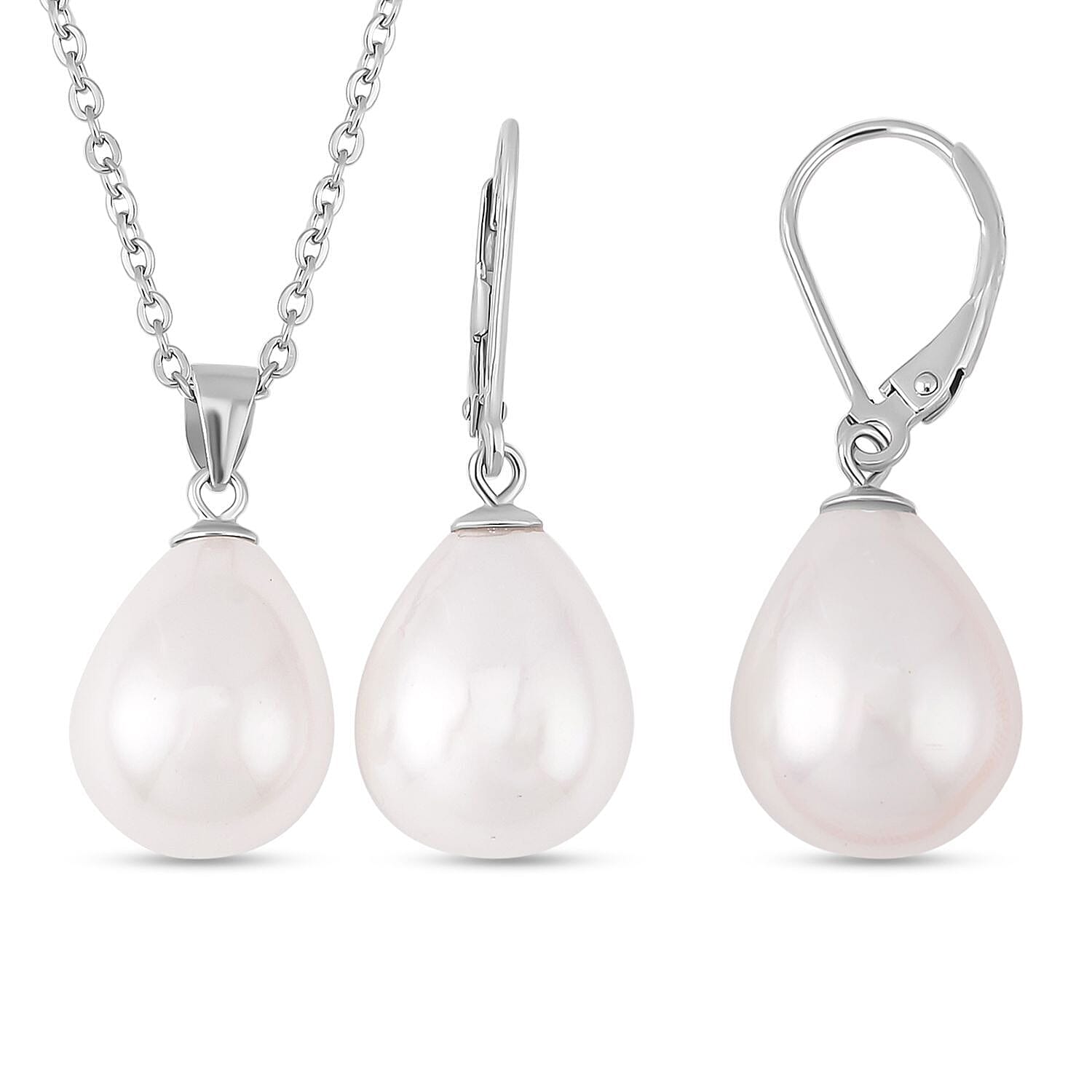 Earrings and Pendant Set in Sterling Silver with Free Chain