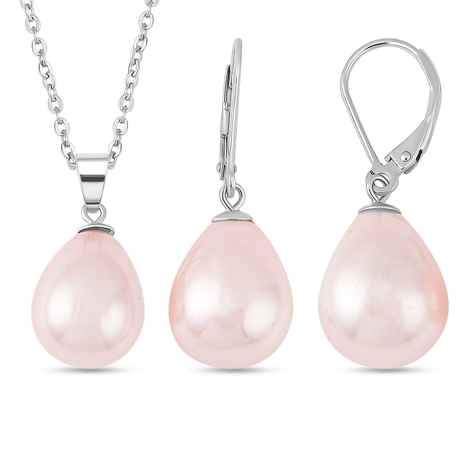 Earrings and Pendant Set in Sterling Silver with Free Chain