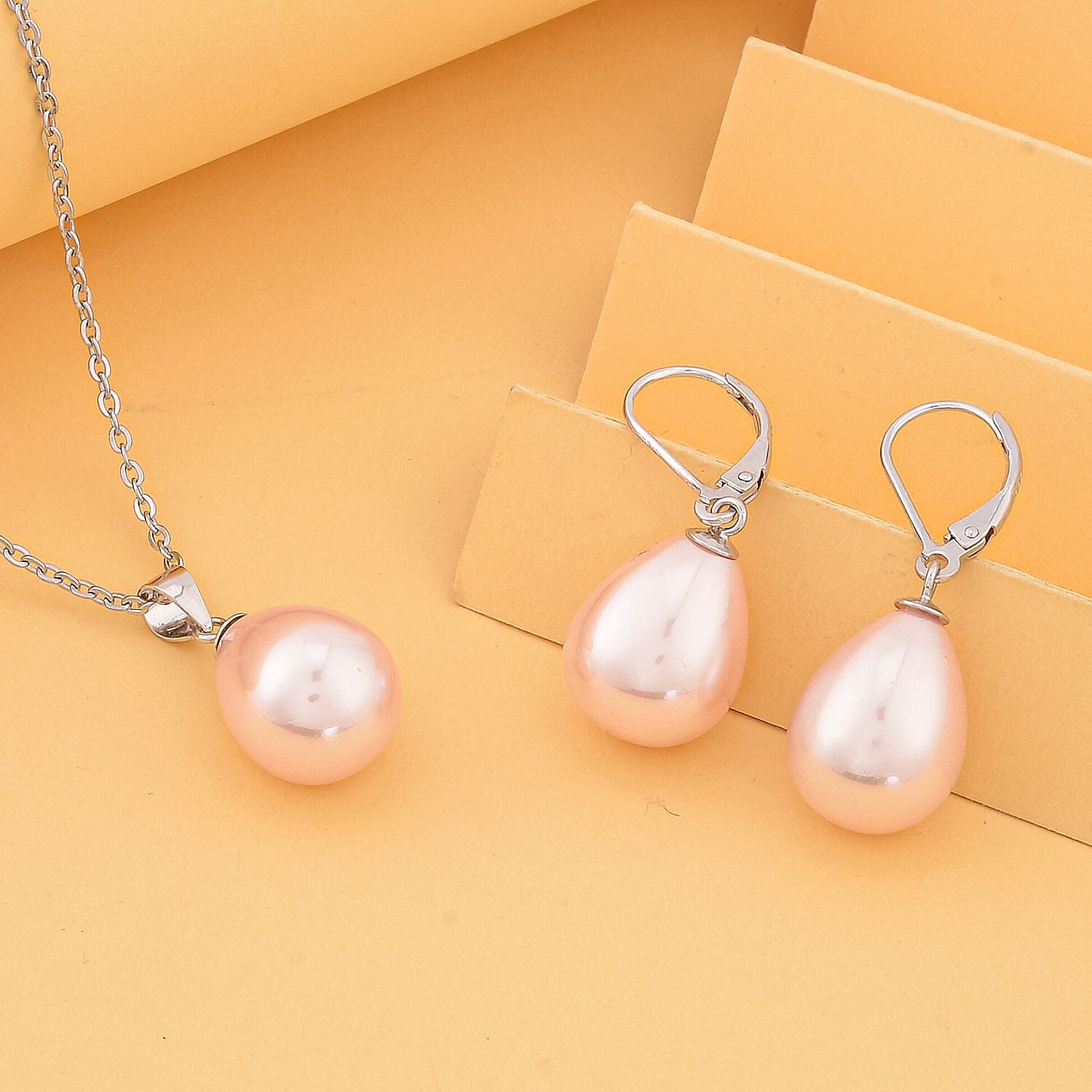 Earrings and Pendant Set in Sterling Silver with Free Chain