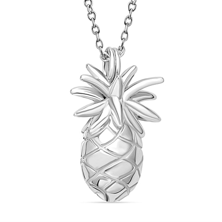 Lucy Q Delicious Collection - Pineapple Pendant with Chain (Size - 18/24/30) in Rhodium Overlay Sterling