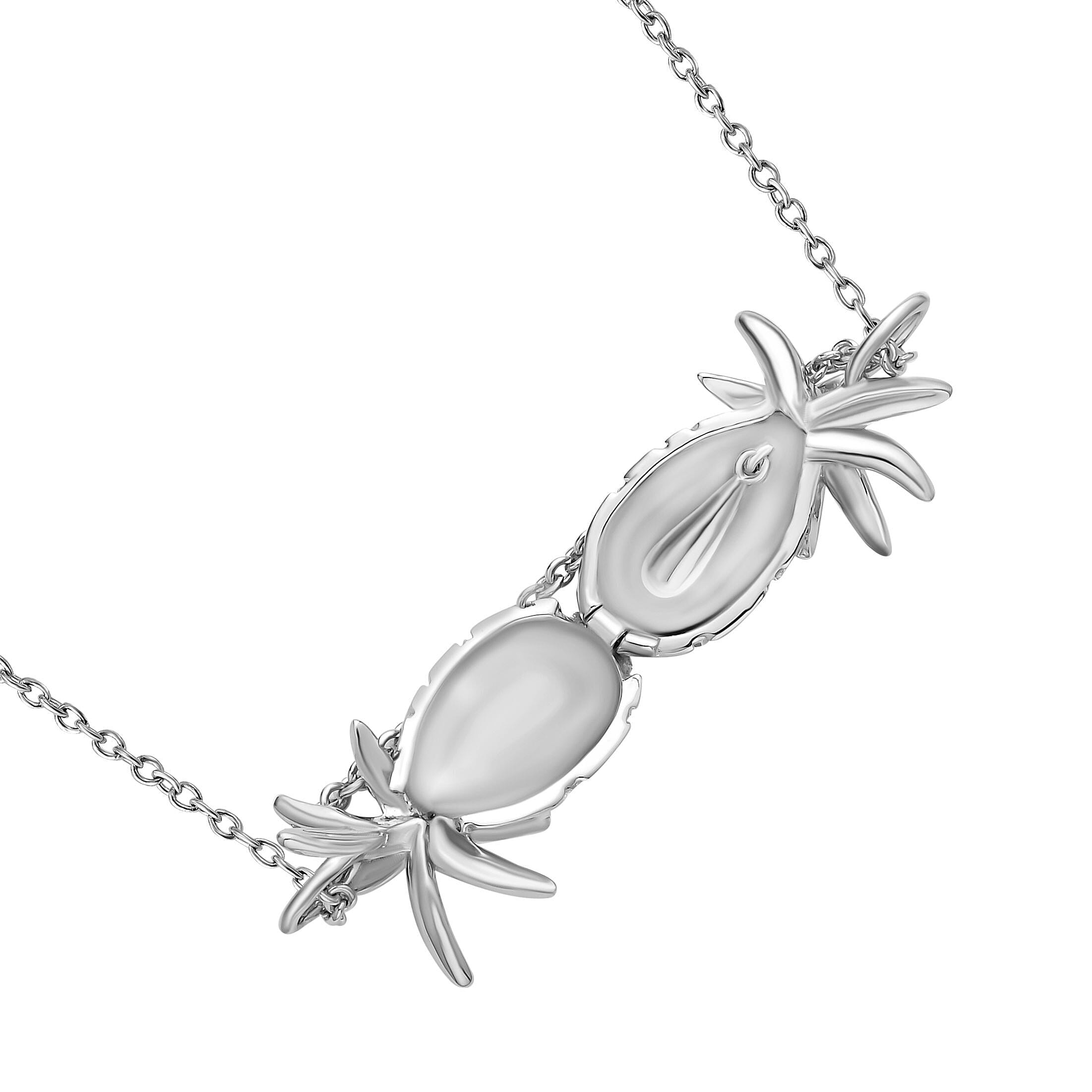 LucyQ Delicious Collection - Rhodium Overlay Sterling Silver Pineapple Pendant with Chain 14 grams (Size - 18-24-30)