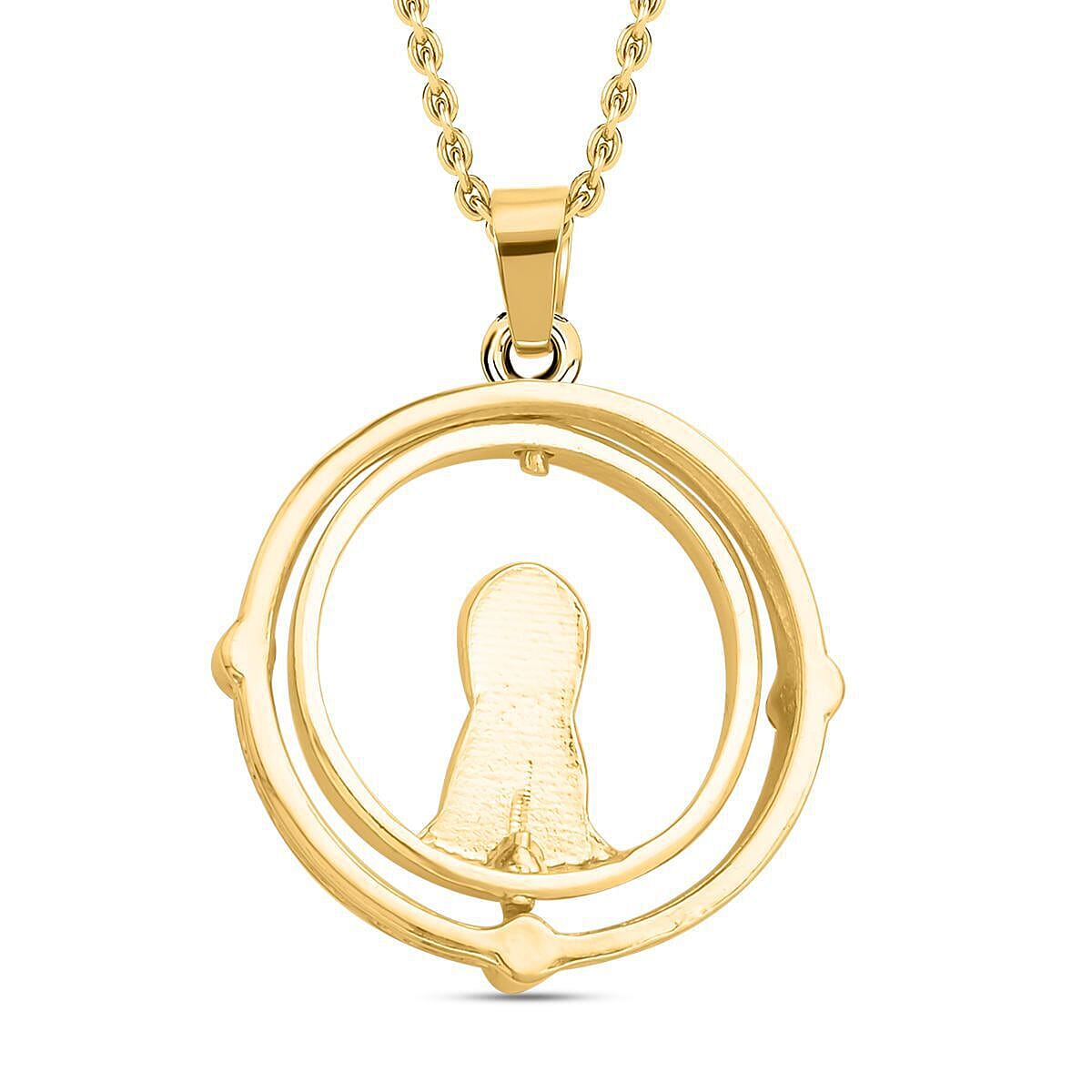 White Austrian Crystal Lord Buddha Pendant with Chain (Size - 26-2 Inch Ext.) in Yellow Gold Tone
