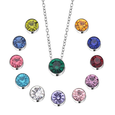 Set of 12 - Multi Austrian Crystal Pendant with Chain