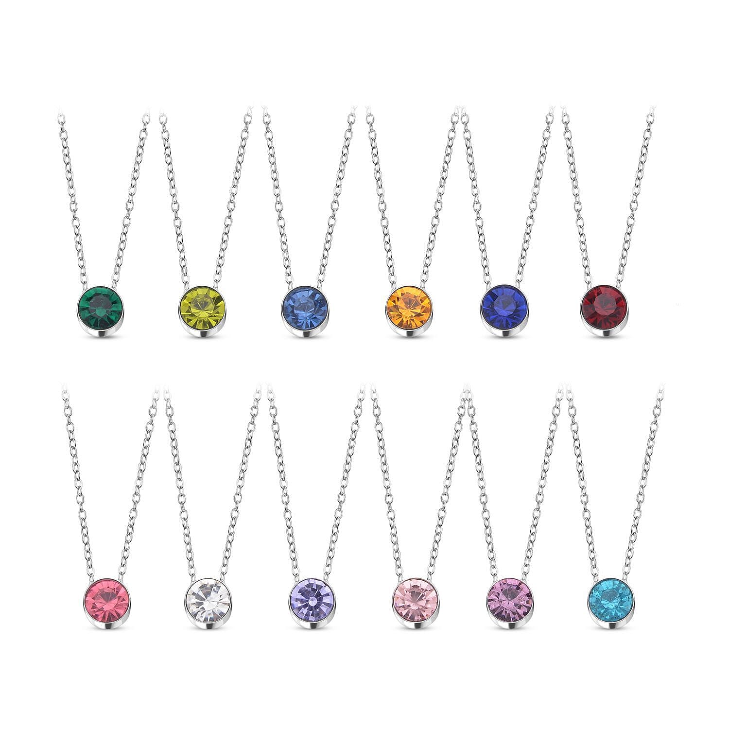 Set of 12 - Multi Austrian Crystal Pendant with Chain Set of 12 - Multi Austrian Crystal Pendant with Chain