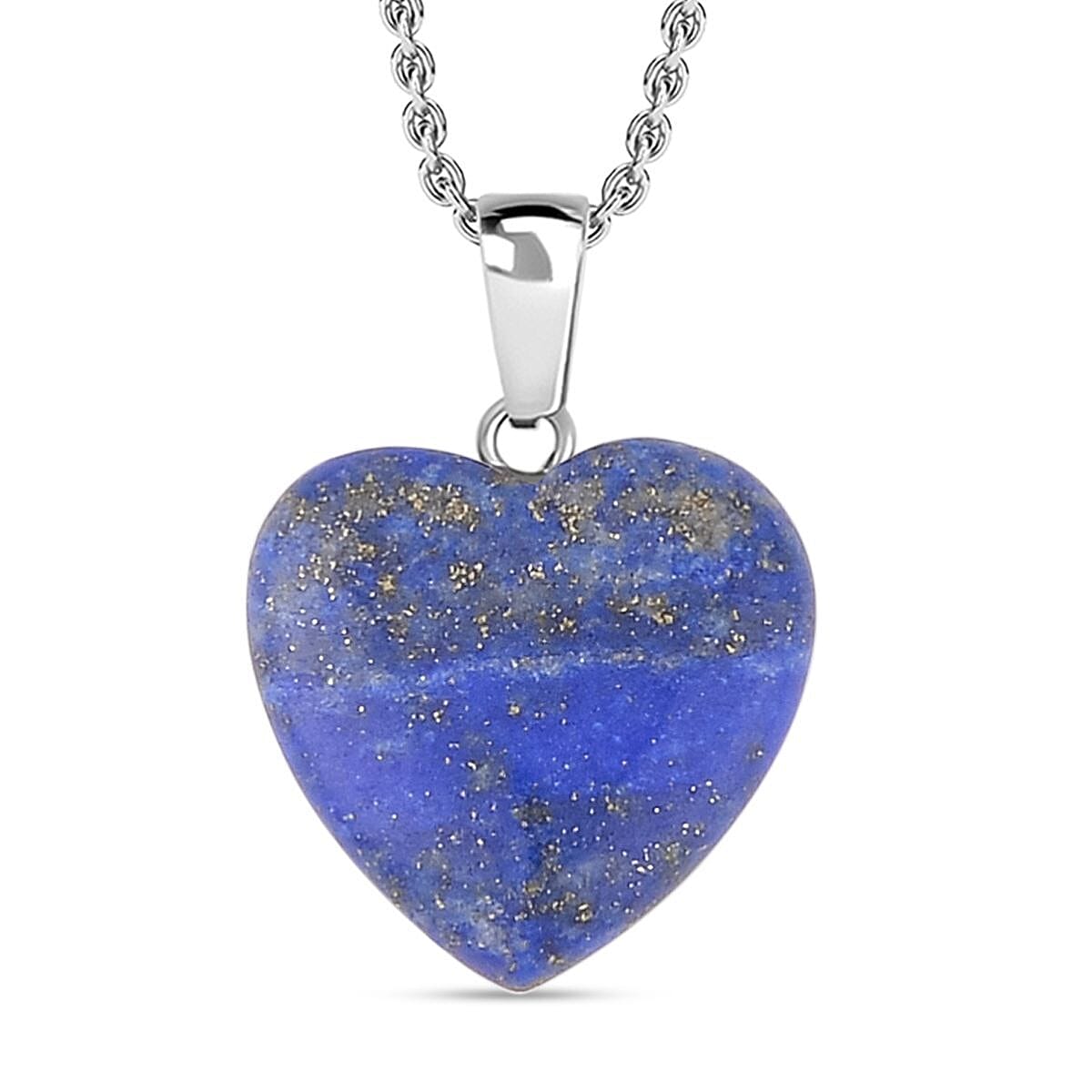 Set of 7 - Opalite, Blue Howlite and Multi Gemstone Heart Pendant With Stainless Steel Chain (Size 20) 10.50 Ct.