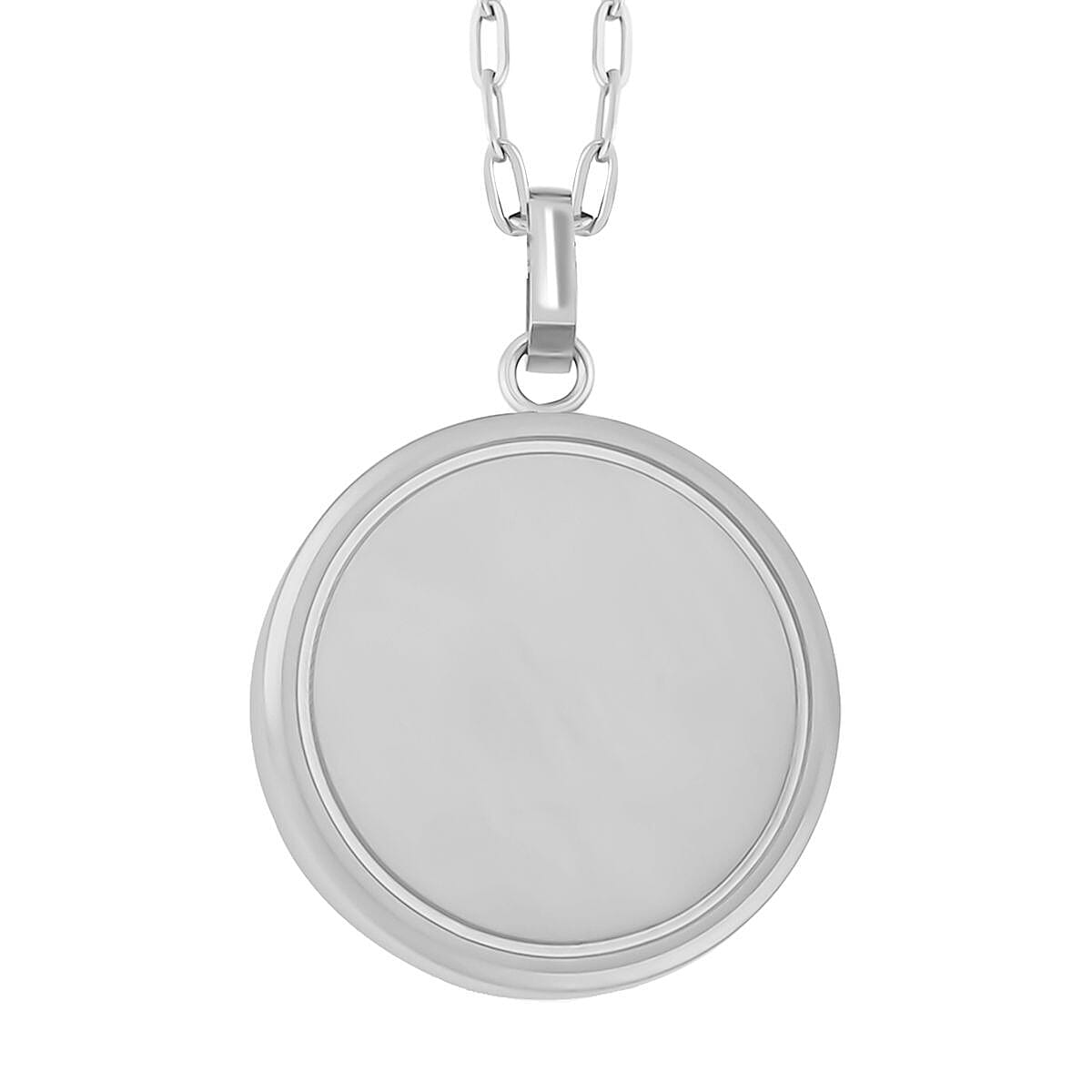 Designer Closeout - Blue Sandstone and White Shell Pendant with Chain (Size-24) with Lobster Clasp in Silver Tone