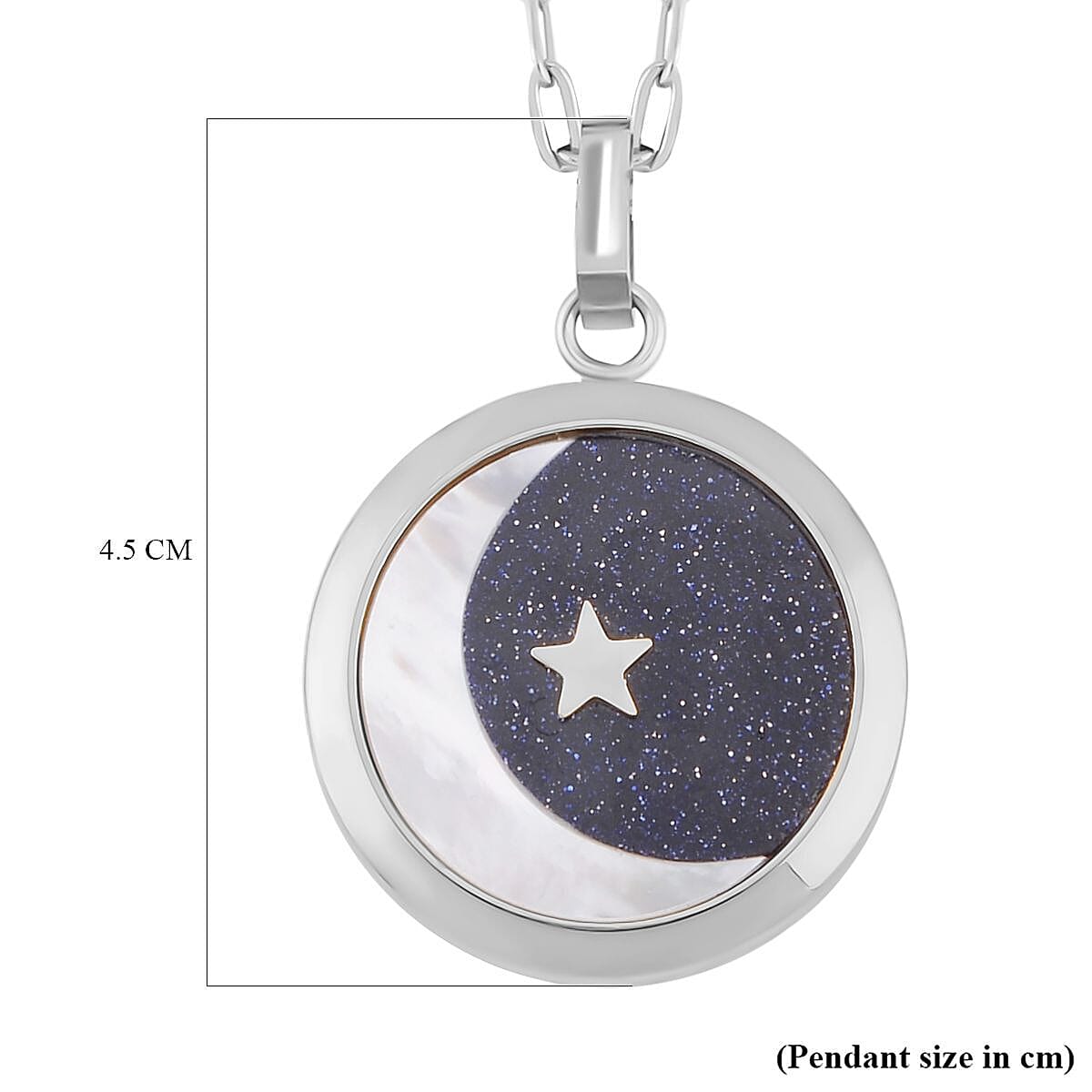 Designer Closeout - Blue Sandstone and White Shell Pendant with Chain (Size-24) with Lobster Clasp in Silver Tone