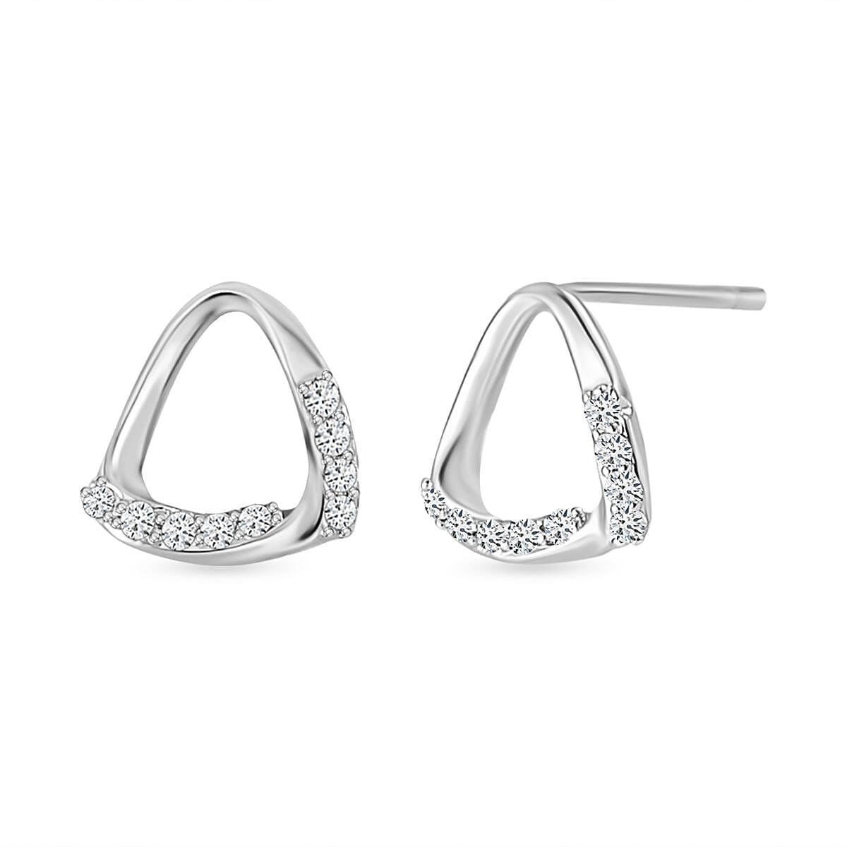 Set of 3 - Simulated Diamond and White Shell Pearl Earrings in Silver Tone
