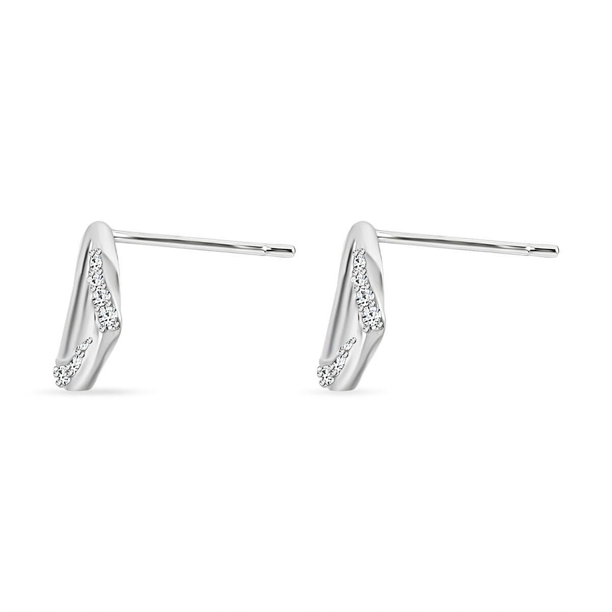 Set of 3 - Simulated Diamond and White Shell Pearl Earrings in Silver Tone