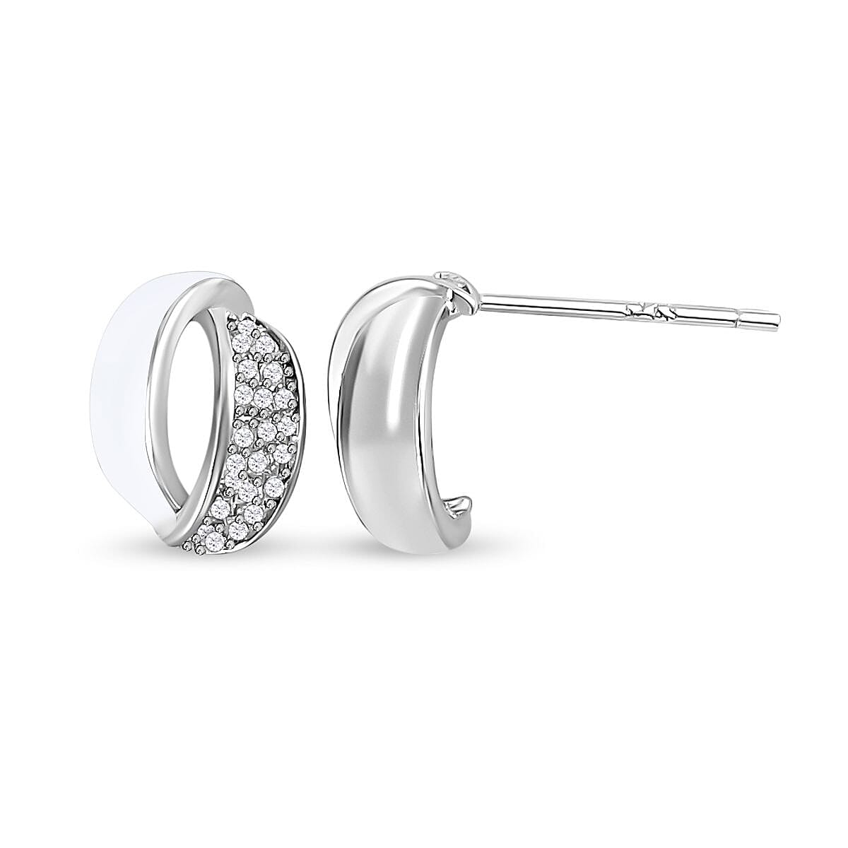 Set of 3 - Simulated Diamond Earrings in Silver Tone