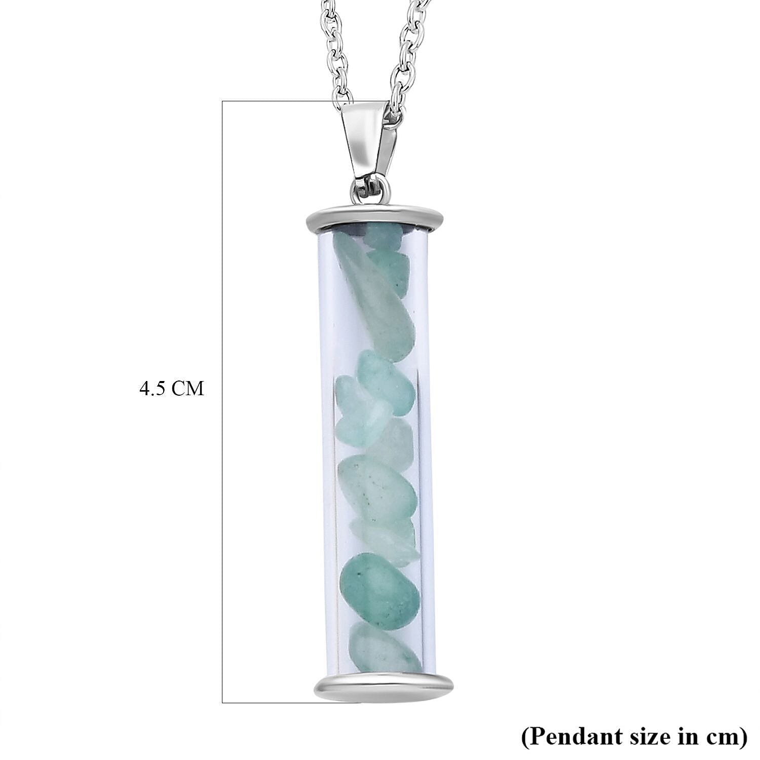 Set of 7 - Multi Gemstone Glass Bottle Pendant with Chain (Size-20) with Lobster Clasp in Stainless Steel