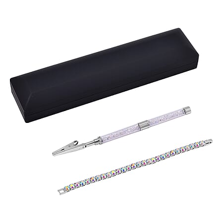 3 Piece Set - White Mystic Crystal Bracelet (Size 7.5) with Bracelet Buddy & Bracelet Box 70.00 Ct. 3 Piece Set - White Mystic Crystal Bracelet (Size 7.5) with Bracelet Buddy & Bracelet Box 70.00 Ct.