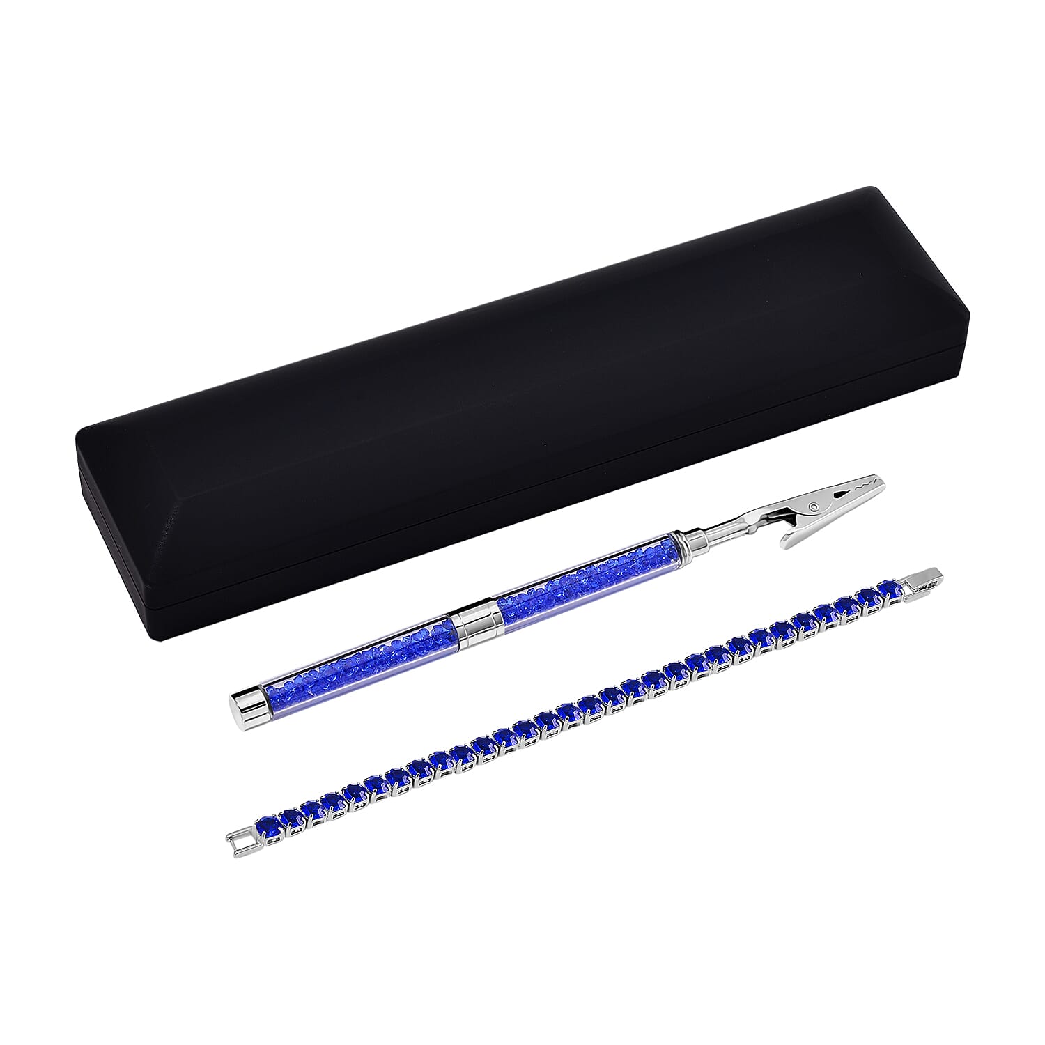 2 Piece Set - Blue Sapphire Crystal Bracelet (Size 7.5) with Bracelet Buddy 70.00 Ct.