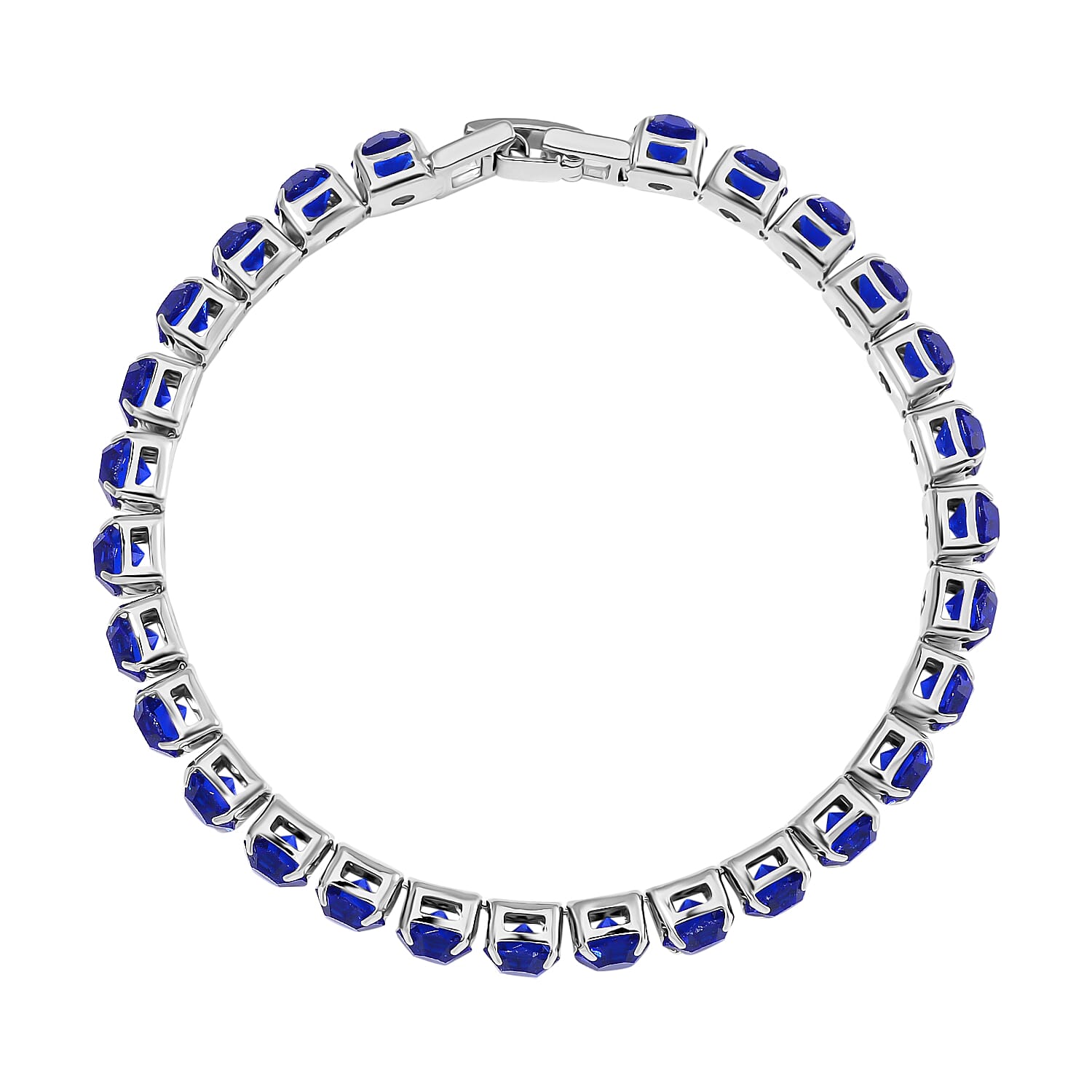 2 Piece Set - Blue Sapphire Crystal Bracelet (Size 7.5) with Bracelet Buddy 70.00 Ct.