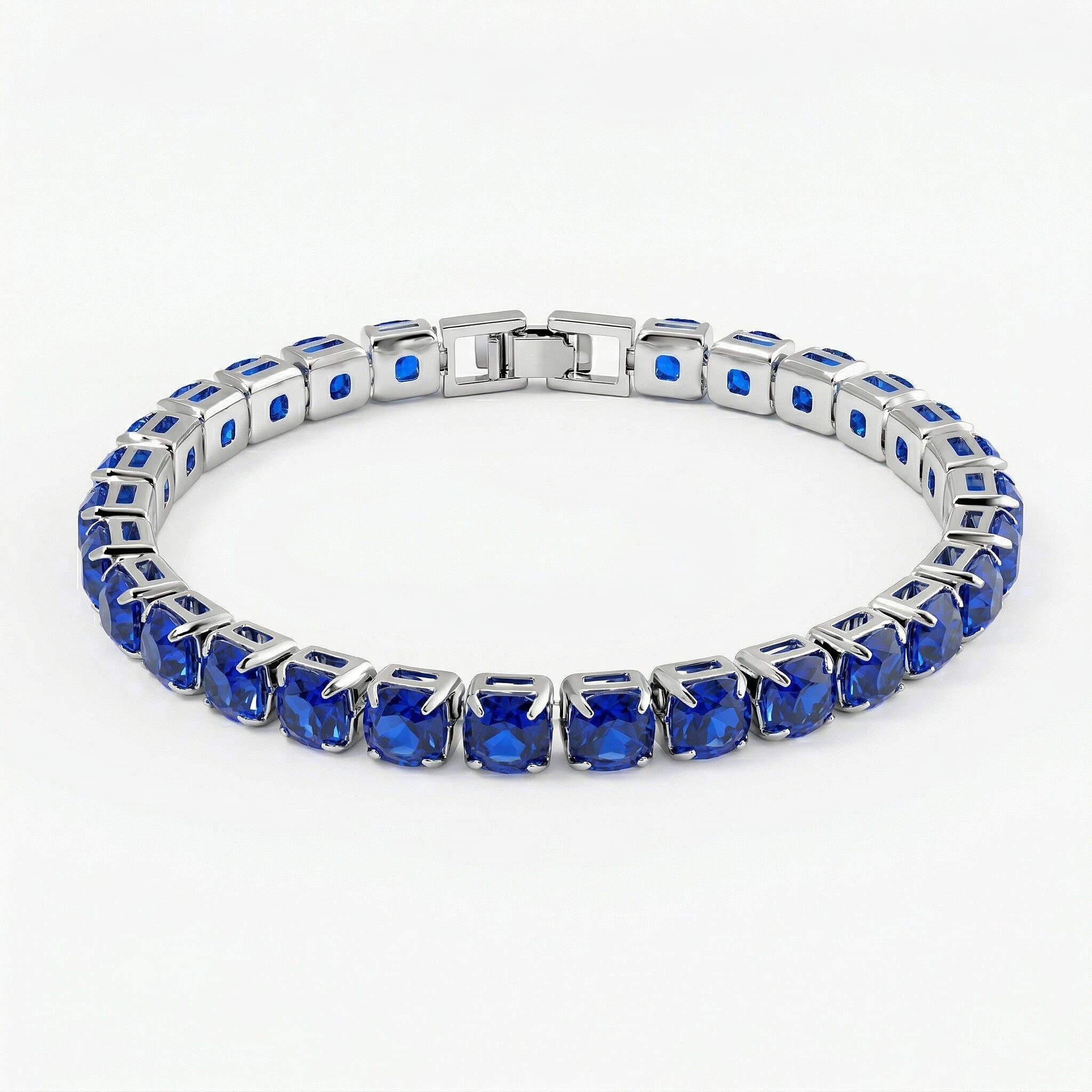 2 Piece Set - Blue Sapphire Crystal Bracelet (Size 7.5) with Bracelet Buddy 70.00 Ct.