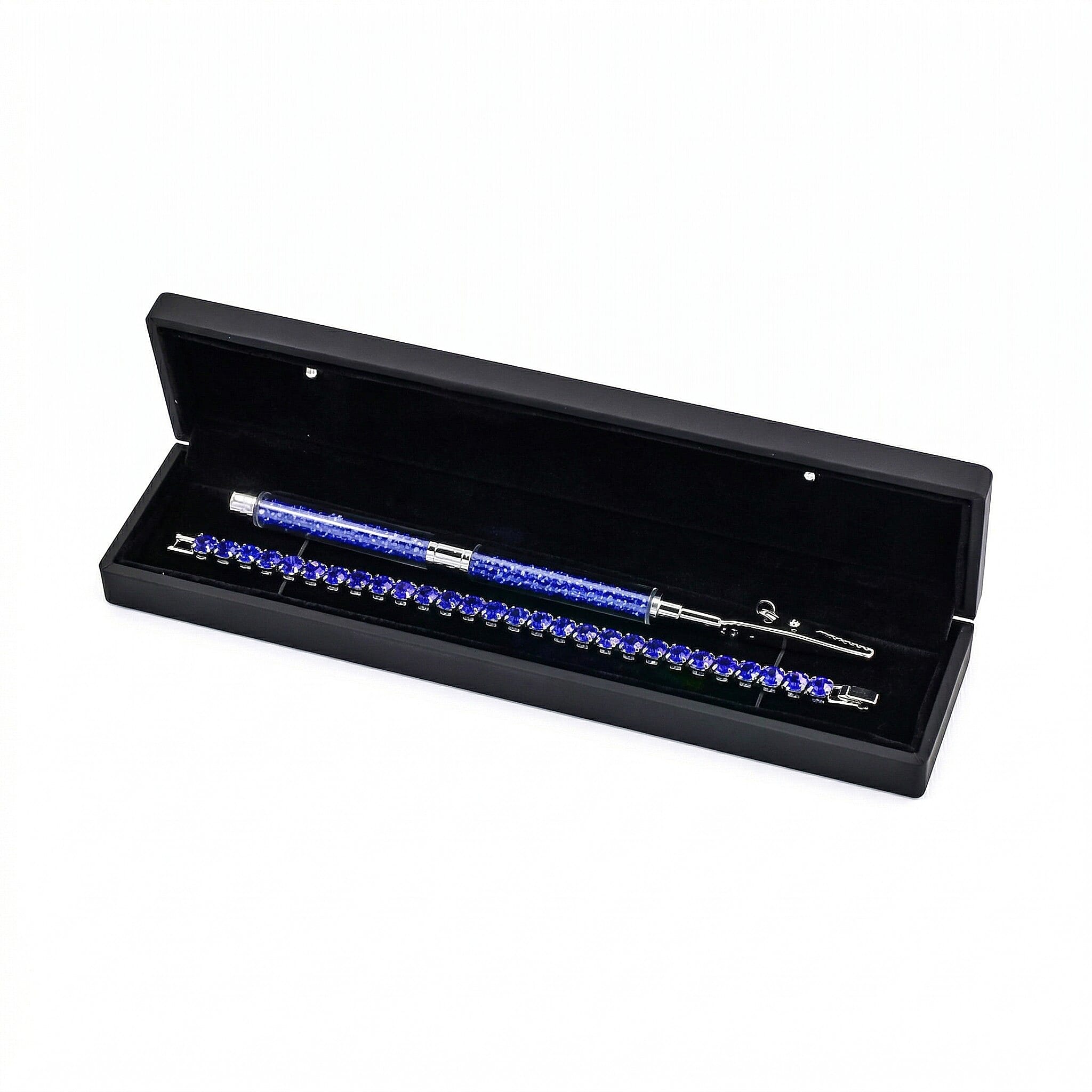 2 Piece Set - Blue Sapphire Crystal Bracelet (Size 7.5) with Bracelet Buddy 70.00 Ct.