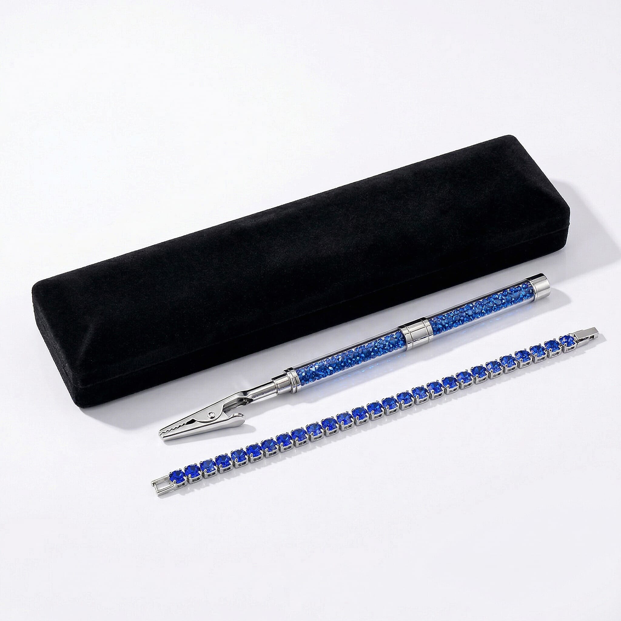 2 Piece Set - Blue Sapphire Crystal Bracelet (Size 7.5) with Bracelet Buddy 70.00 Ct.