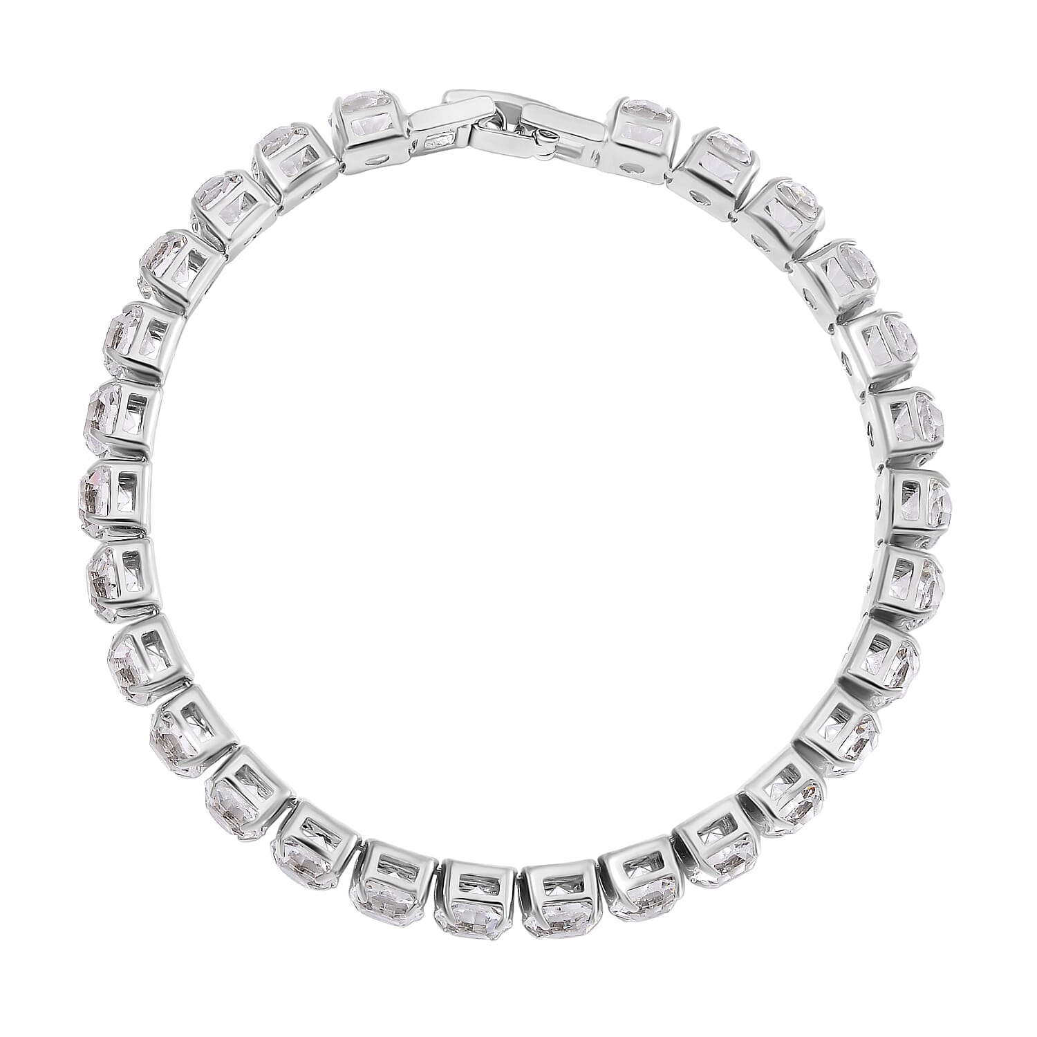 2 Piece Set - Crystal Bracelet (Size 7.5) with Bracelet Buddy in Silver Tone