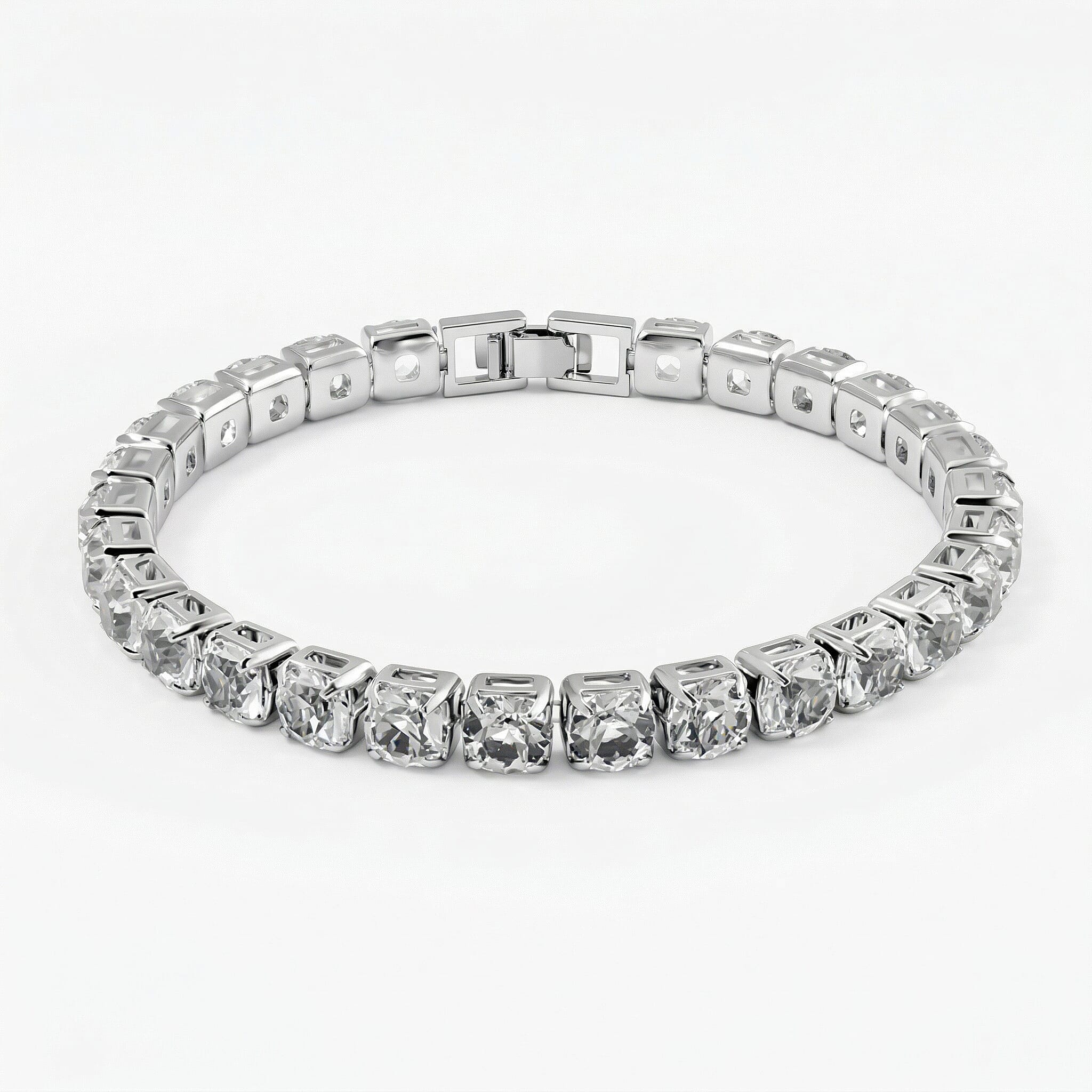 3 Piece Set - White Crystal Bracelet (Size 7.5) with Bracelet Buddy & Bracelet Box 70.00 Ct.