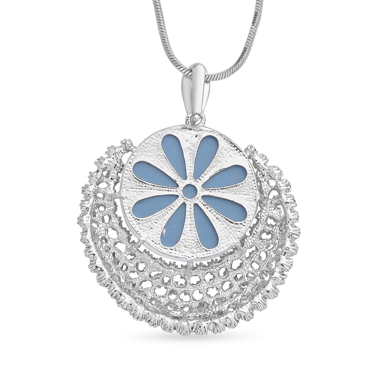 White Austrian Crystal Moon Pendant with Chain (Size 30-2 Inch)